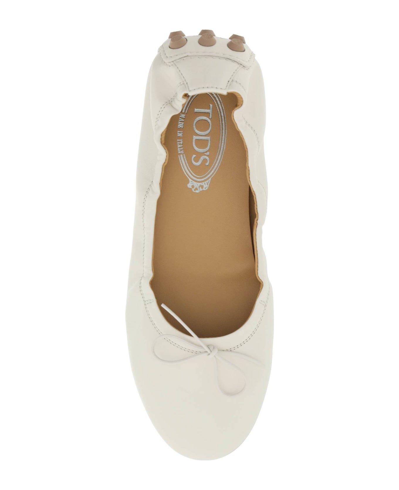 Tod's Bubble Ballet Flats In Leather - White フラットシューズ