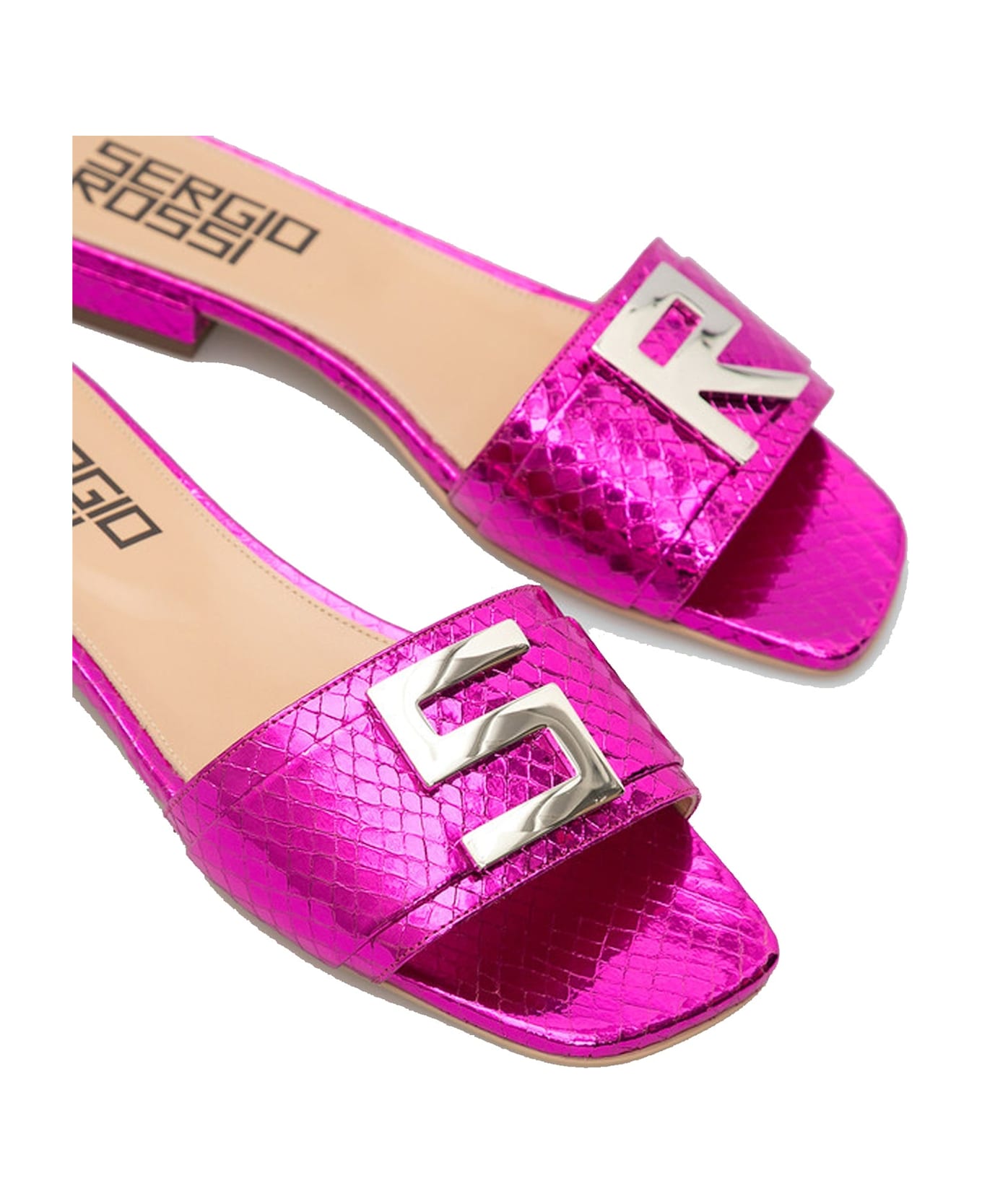 Sergio Rossi Leather Flat Sandals - Pink