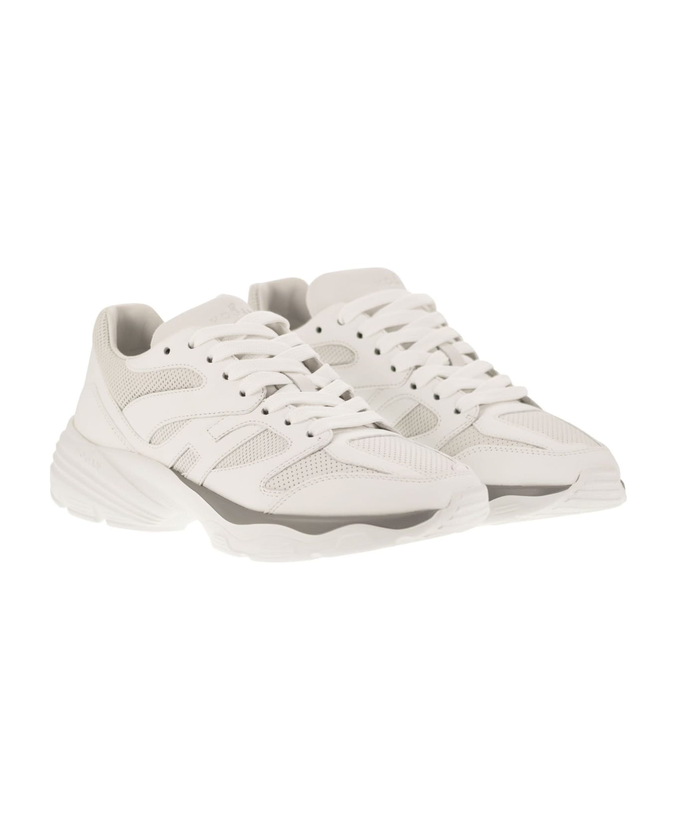 Hogan Round Toe Lace-up Sneakers - White