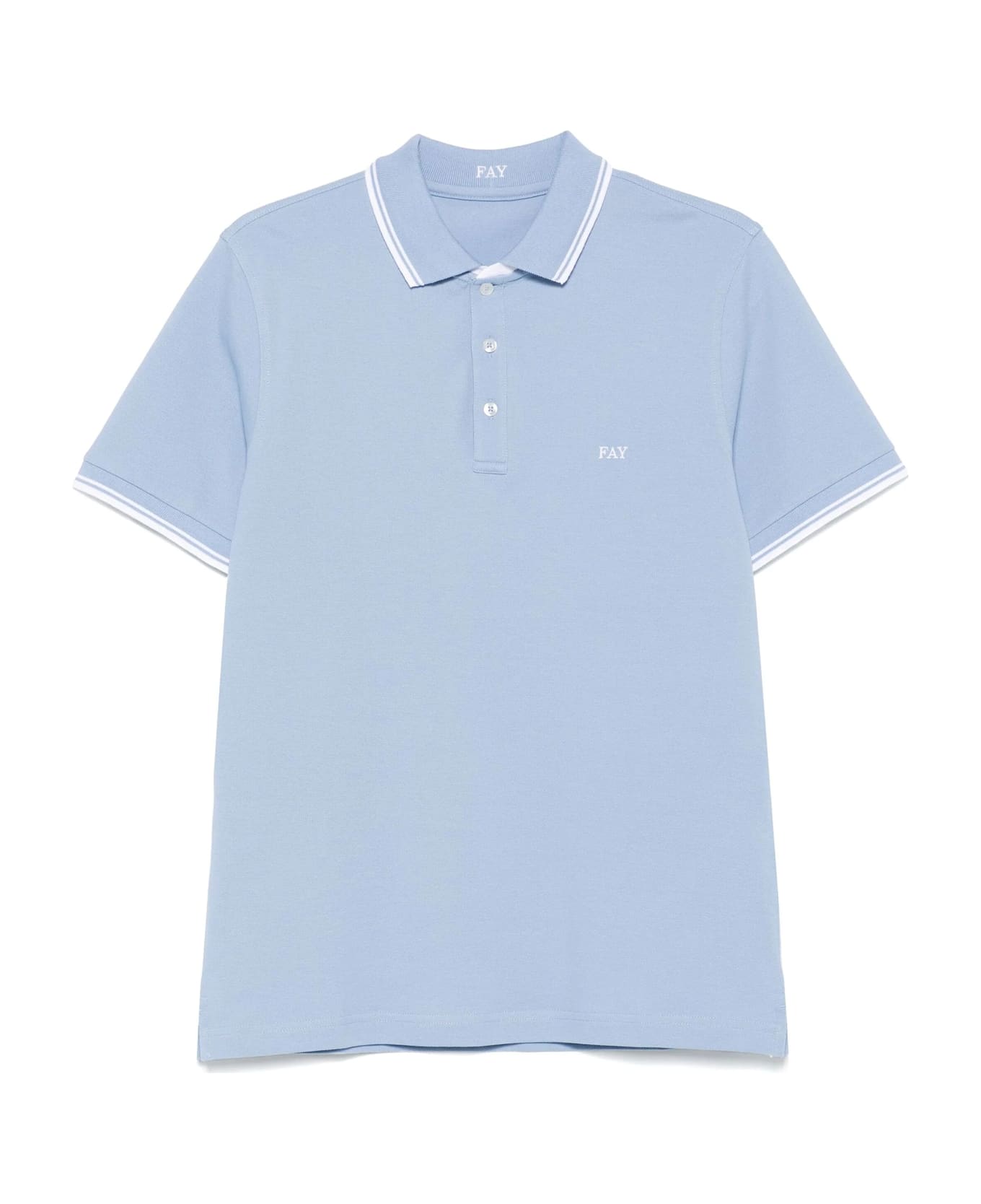 Fay Light Blue Cotton Pique Polo Shirt - Blue ポロシャツ