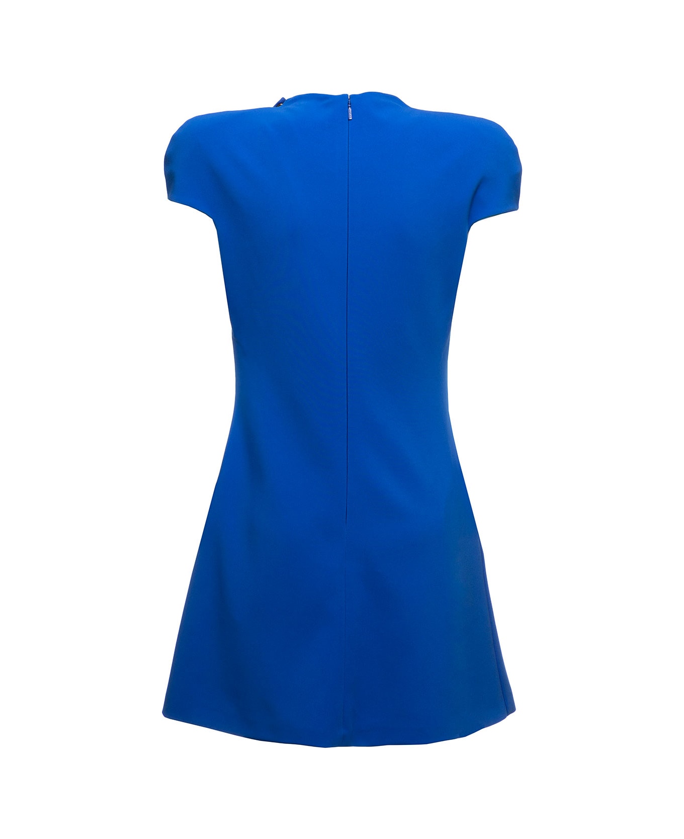Versace Electric Blue Midi Dress In Virgin Wool Knit With Cut Out And Medusa Detailing Versace Woman - Blu