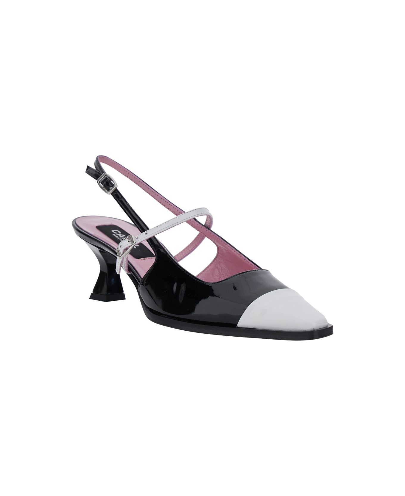 Carel 'cecile' Black Slingback Pumps With Contrasting Toe