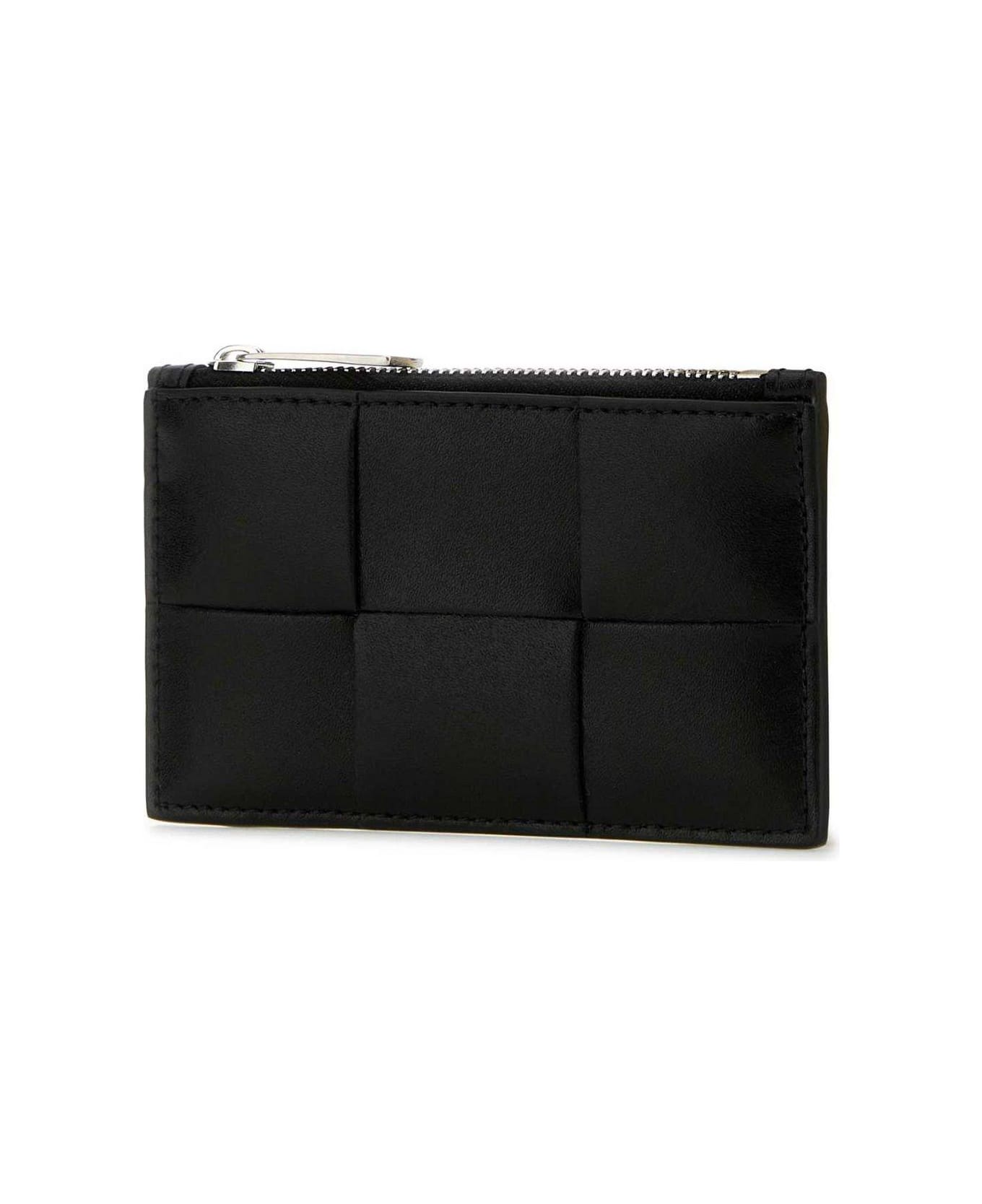 Bottega Veneta Intrecciato Zipped Card Holder - BLACK