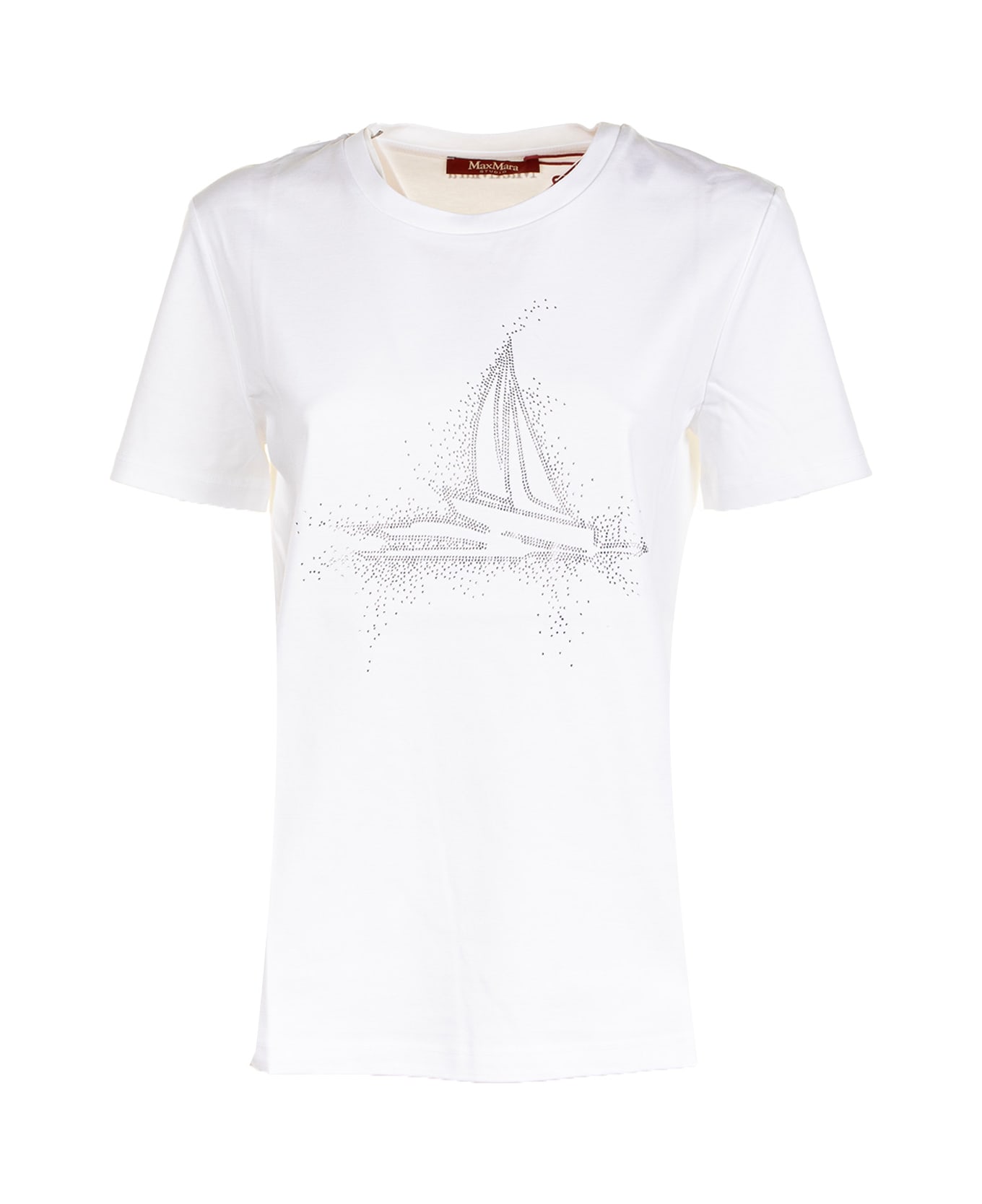 Max Mara Studio White Jersey T-shirt - BIANCO RICAMO