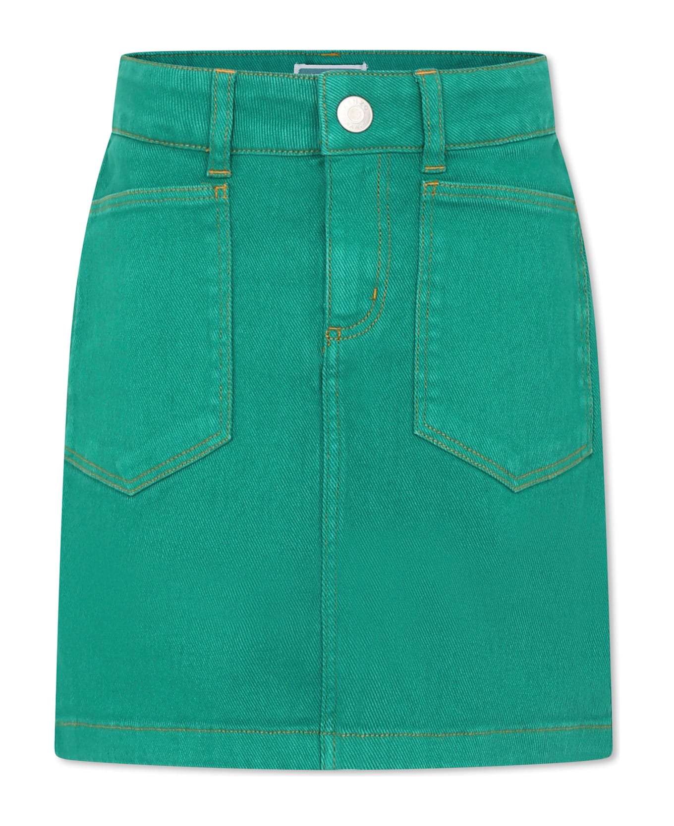 Kenzo Kids Green Skirt For Girl With Logo - Green