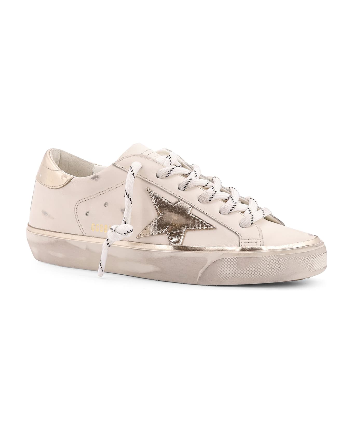 Golden Goose Super-star Classic With List Low-top Leather Sneakers With Used Effect - White