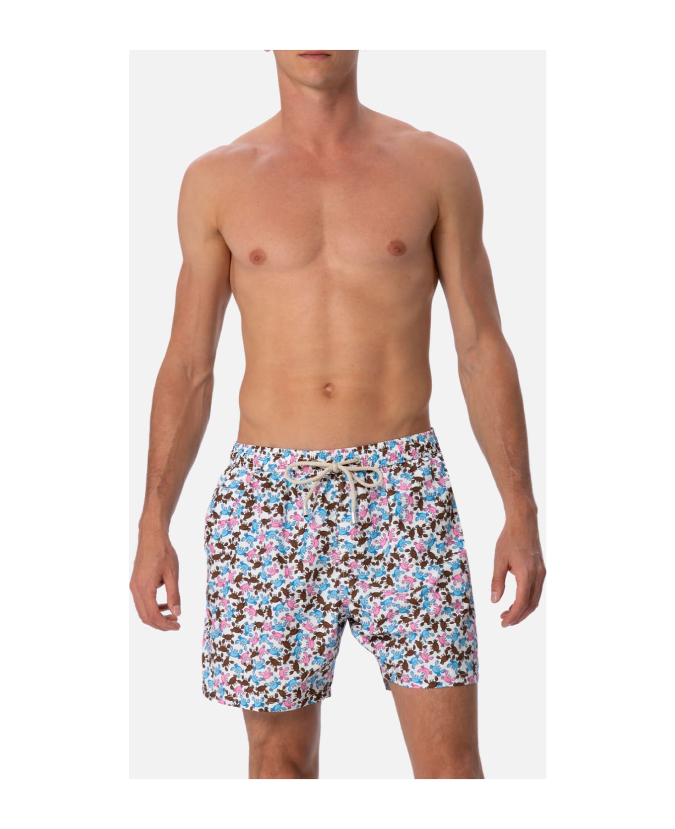 MC2 Saint Barth Man Lightweight Fabric Swim-shorts Lighting Micro Fantasy With Crabs Print - WHITE