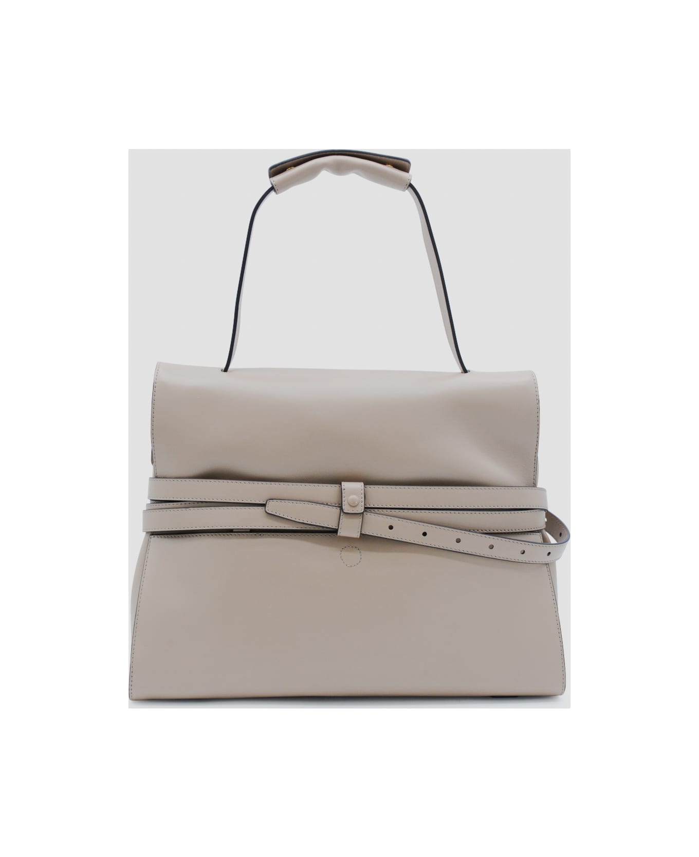Moschino Ecru Leather Top Handle Bag - Beige