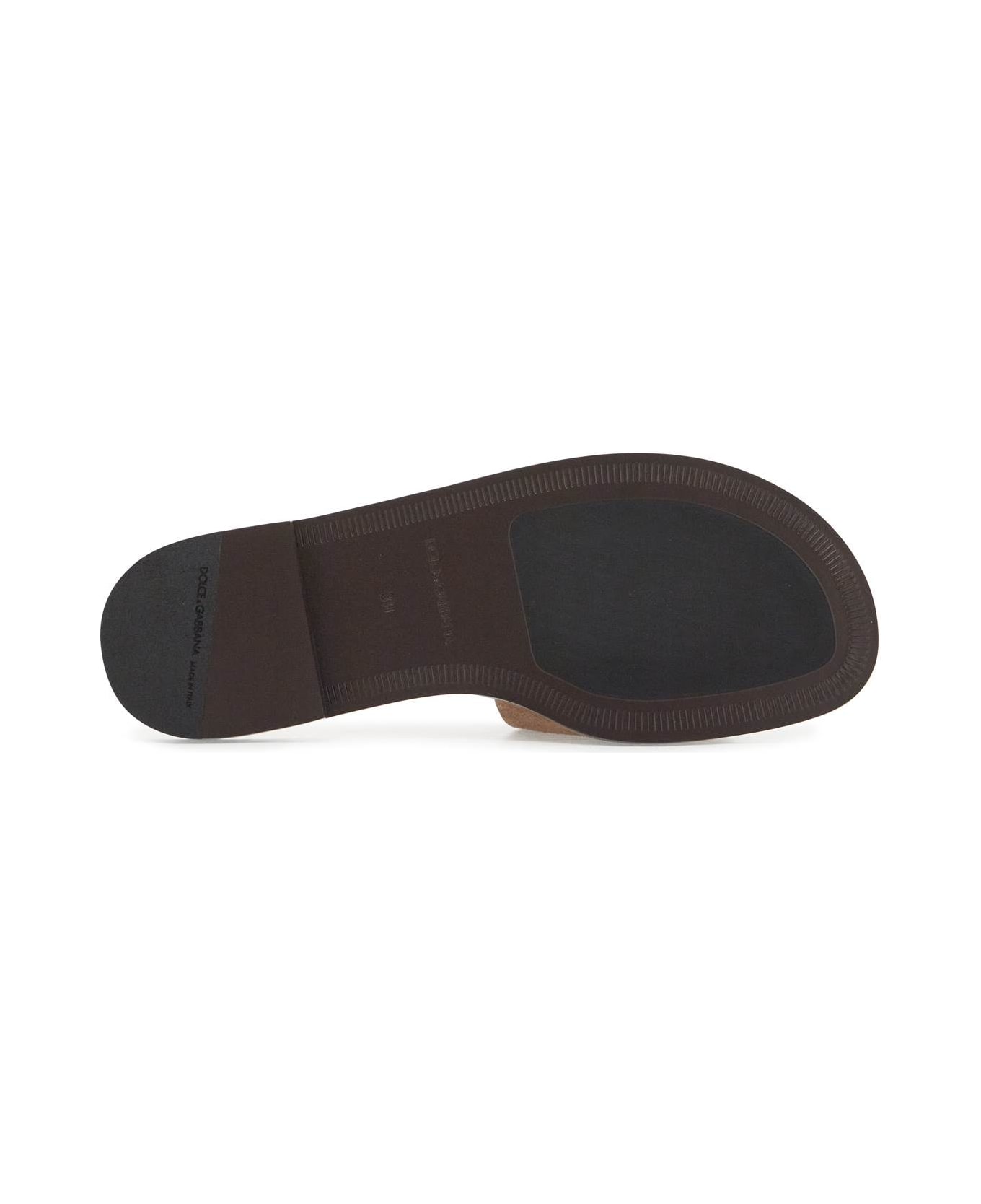 Dolce & Gabbana 'dg Logo Suede Slides For Stylish - NOCCIOLA (Brown)