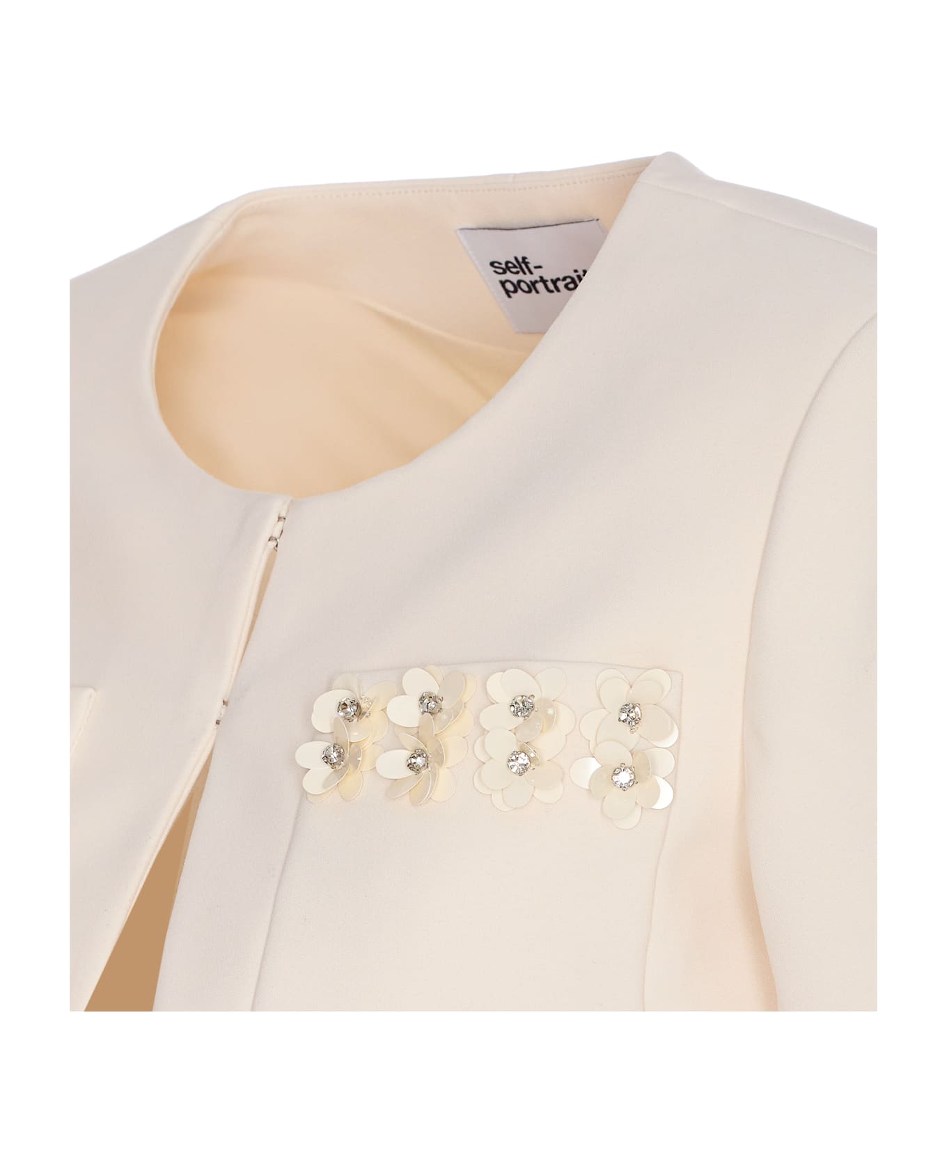 self-portrait 3d Sequin Cropped Jacket - White