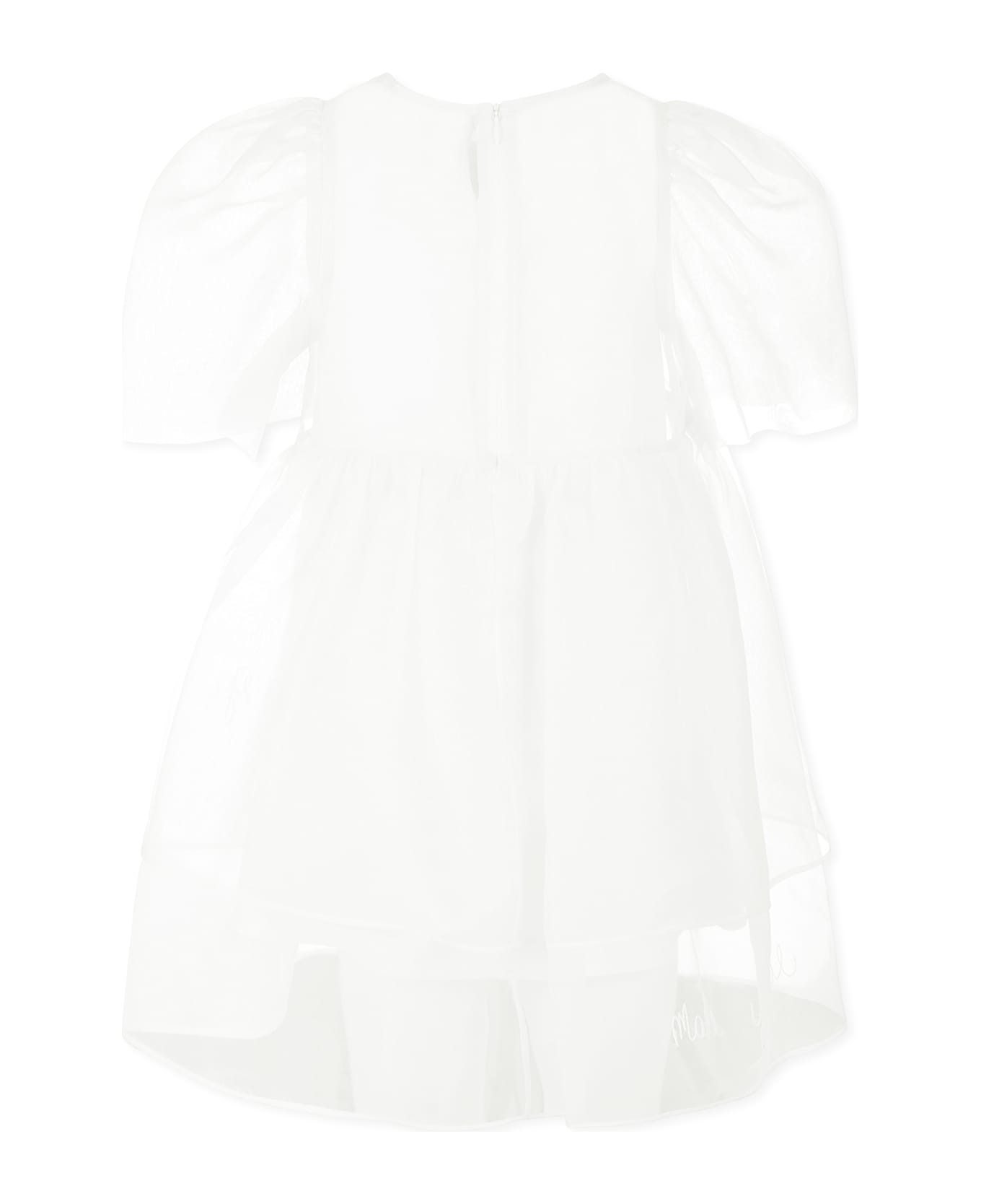 Simonetta White Dress For Girl With Writing - White