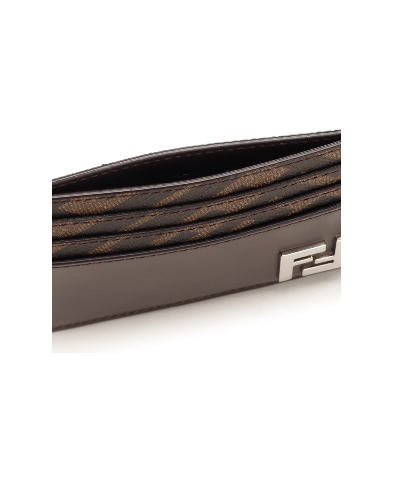 Fendi "diagonal" Card Holder - Brown