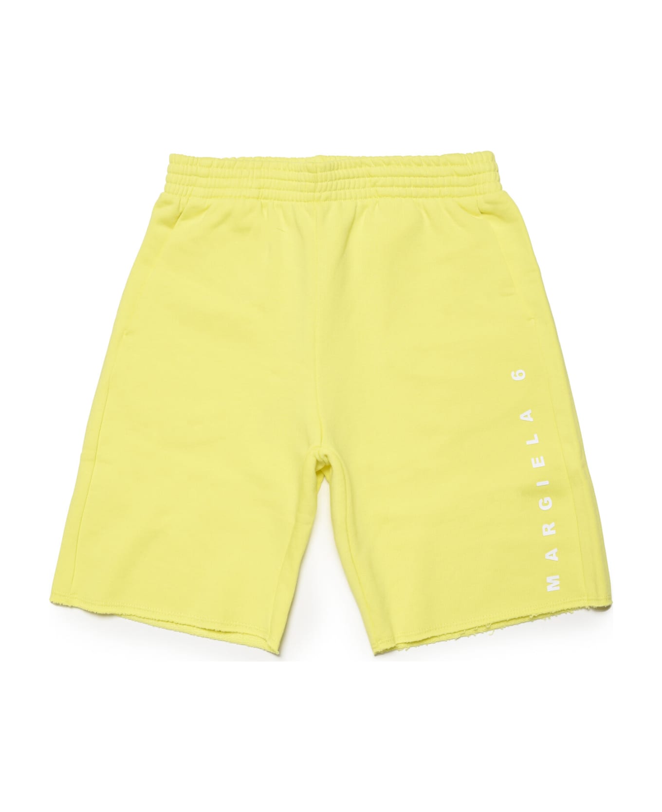 MM6 Maison Margiela Mm6p72u Shorts Maison Margiela Yellow Straight-leg Fleece Shorts With Logo - Blazing yellow