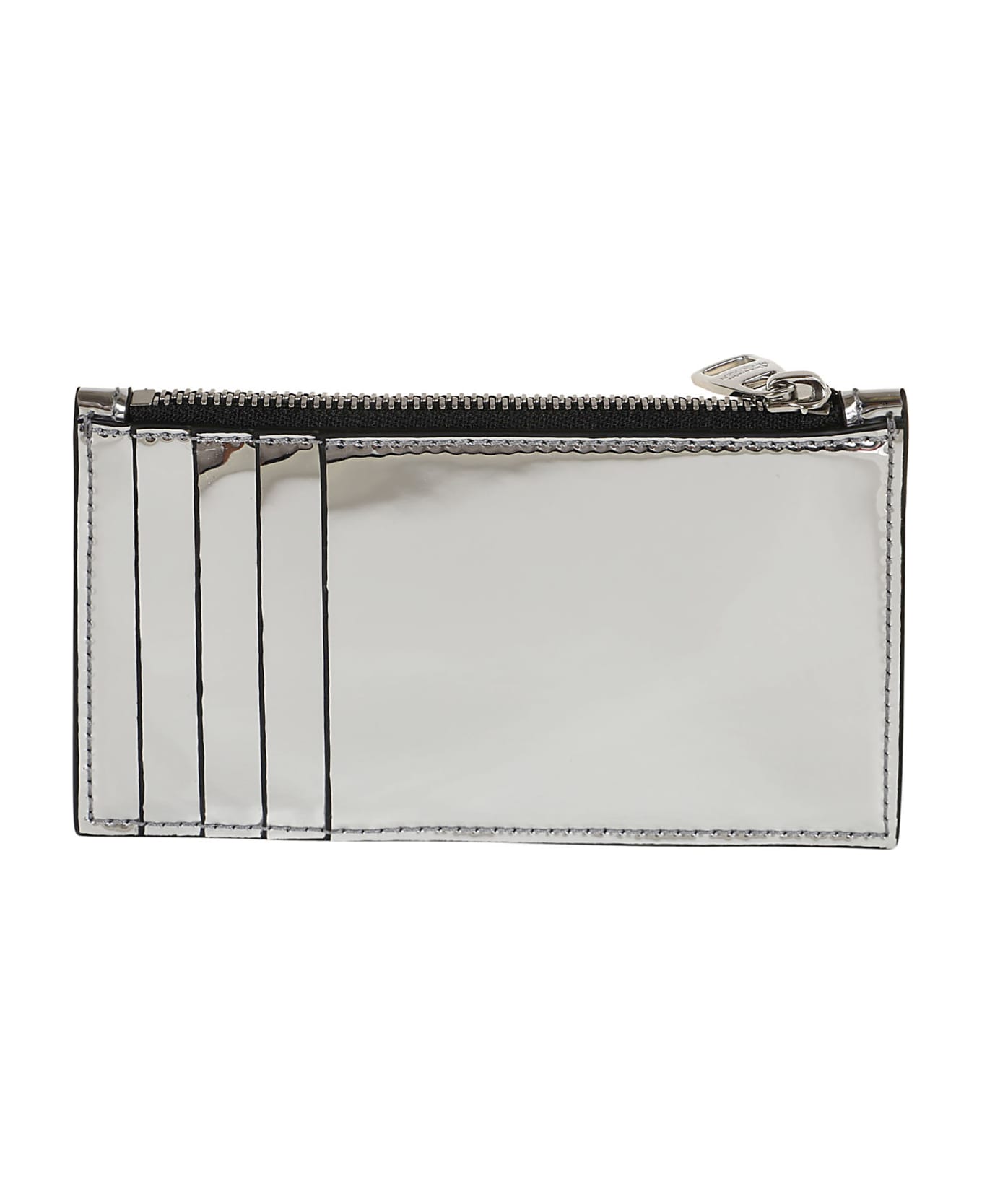 Alexander McQueen Silver Card-holder With Mcqueen Graffiti Logo In Laminated Leather Man - Silver