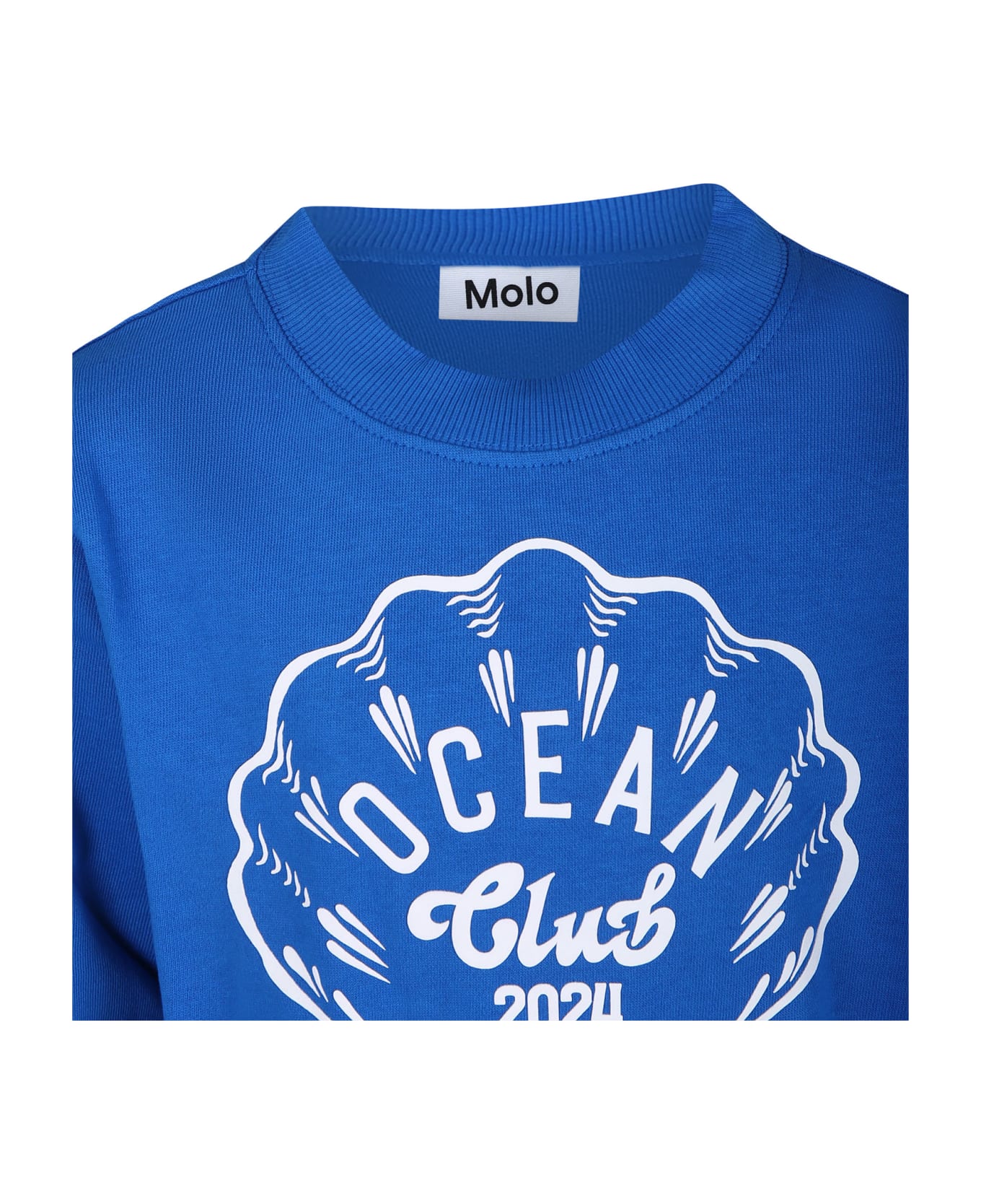 Molo Blue Sweatshirt For Girl With Shell - Blue ニットウェア＆スウェットシャツ