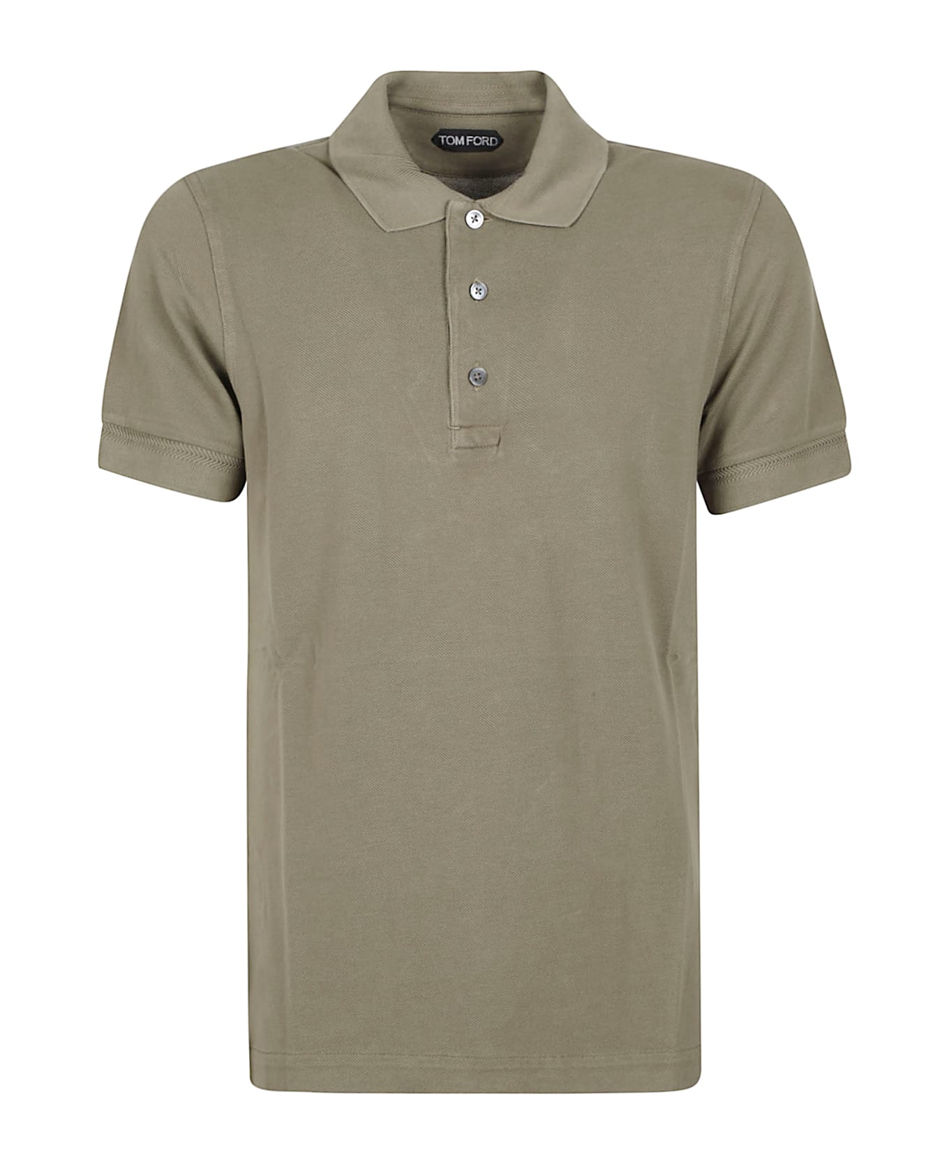 Tom Ford Piquet Short Sleeve Polo Shirt - Pale Army