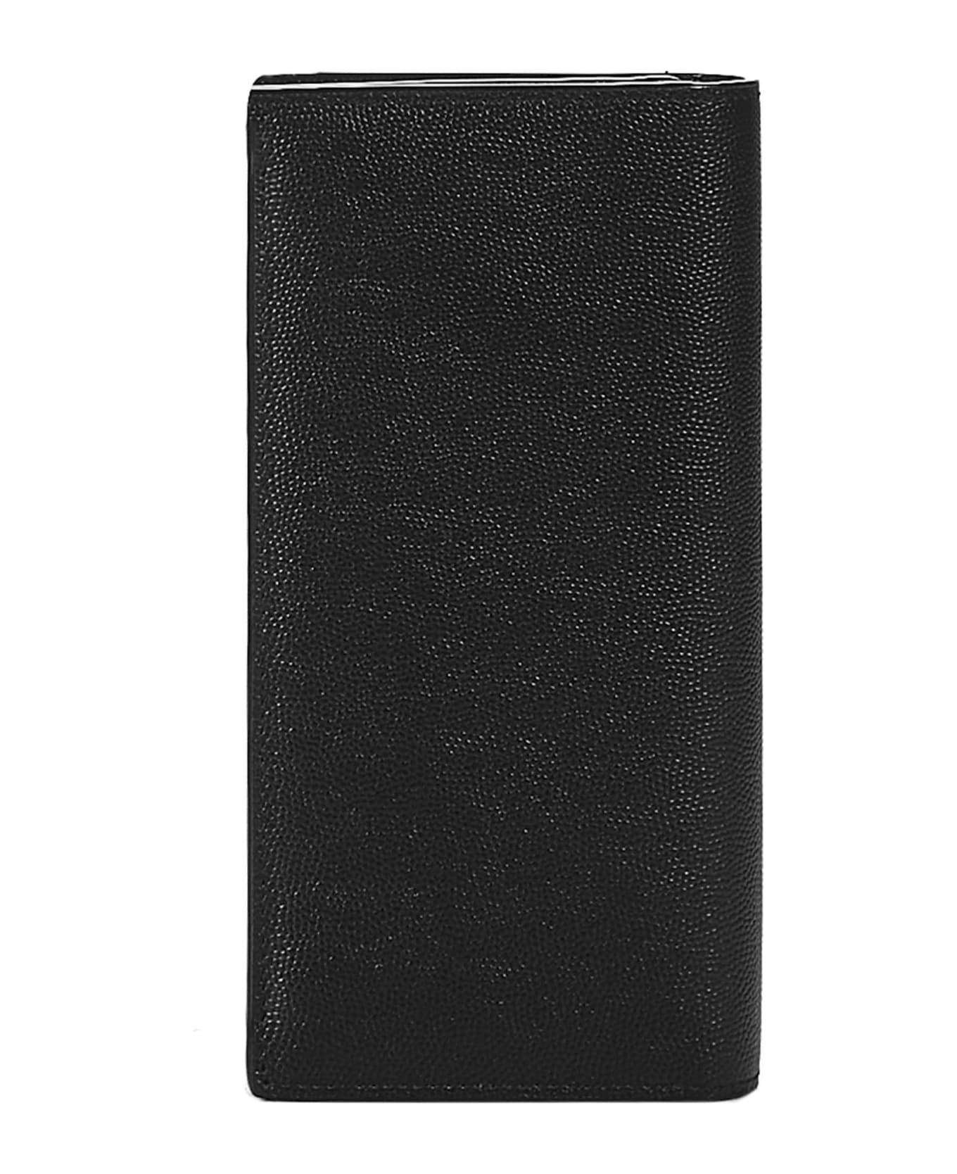 Saint Laurent Monogram Wallet In Grain De Poudre Leather - Black