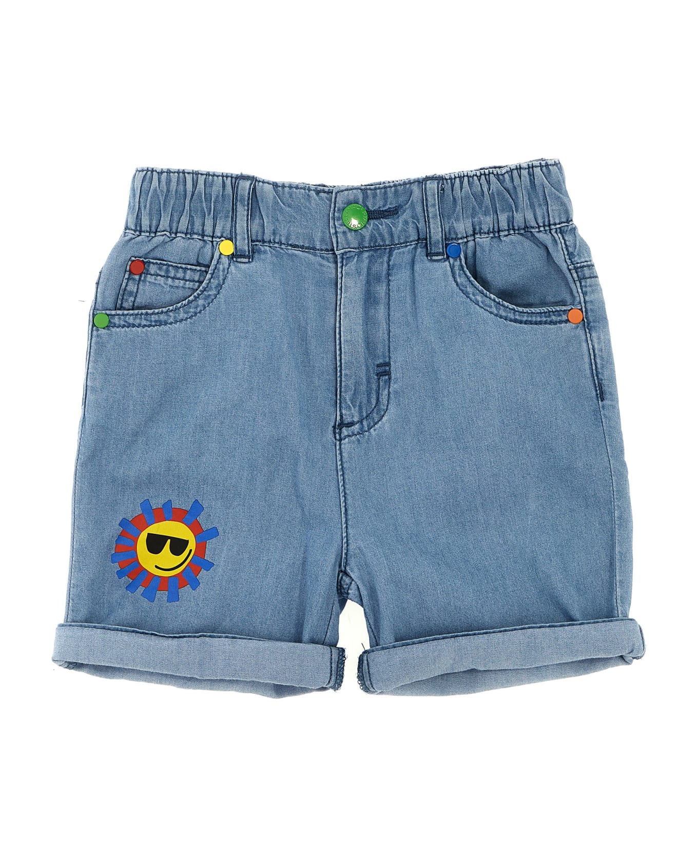 Stella McCartney Kids Printed Denim Shorts - Light Blue
