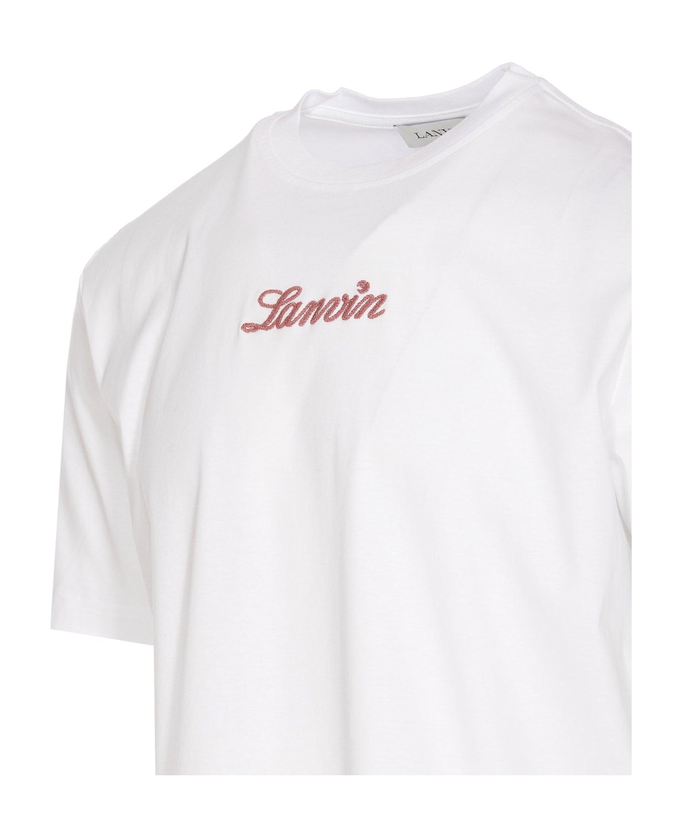 Lanvin Logo Embroidered Crewneck T-shirt - Optic White