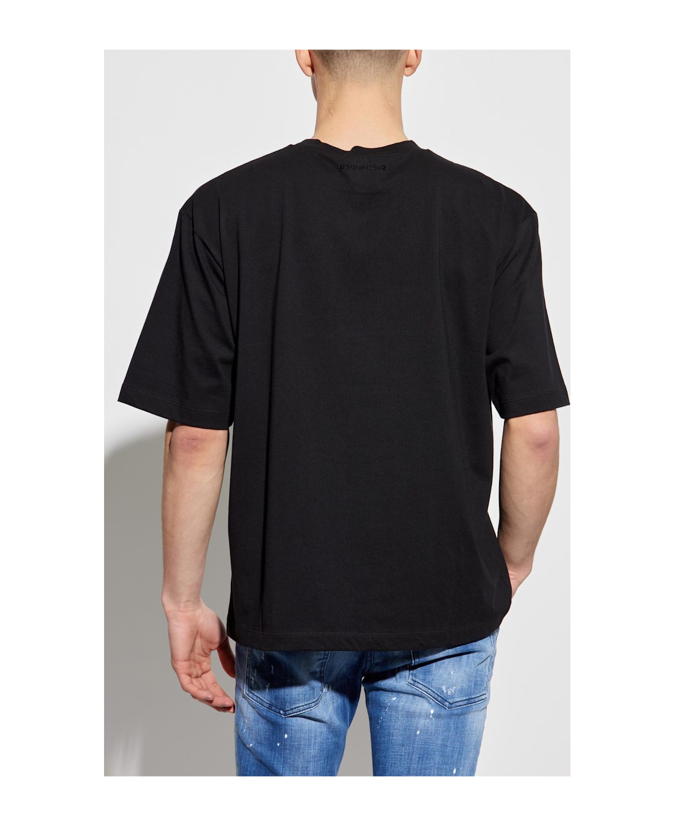Dsquared2 T-shirt With Shimmering Appliqués - Black