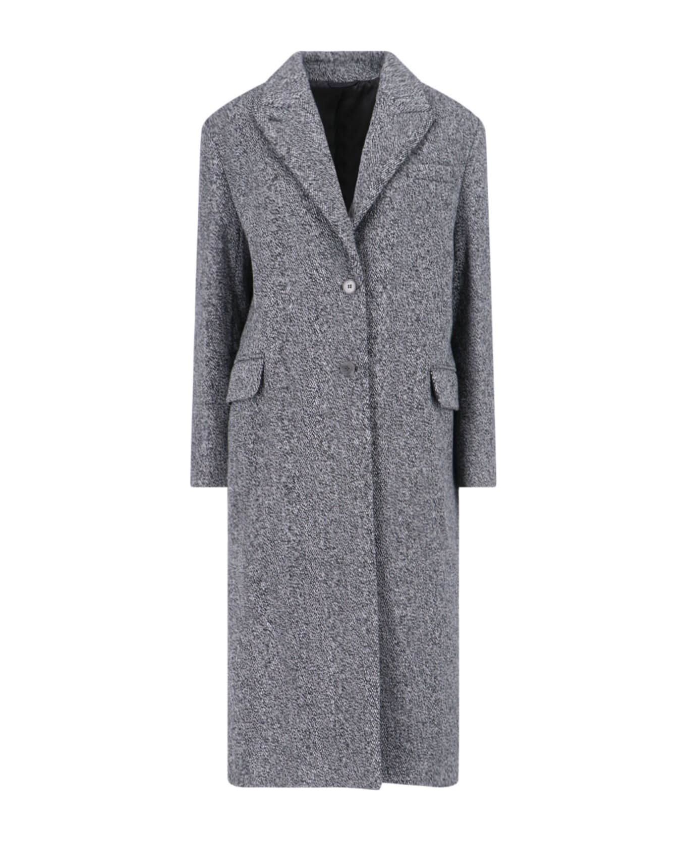 Calvin Klein Single-breasted Maxi Coat - X Dark Grey Heather