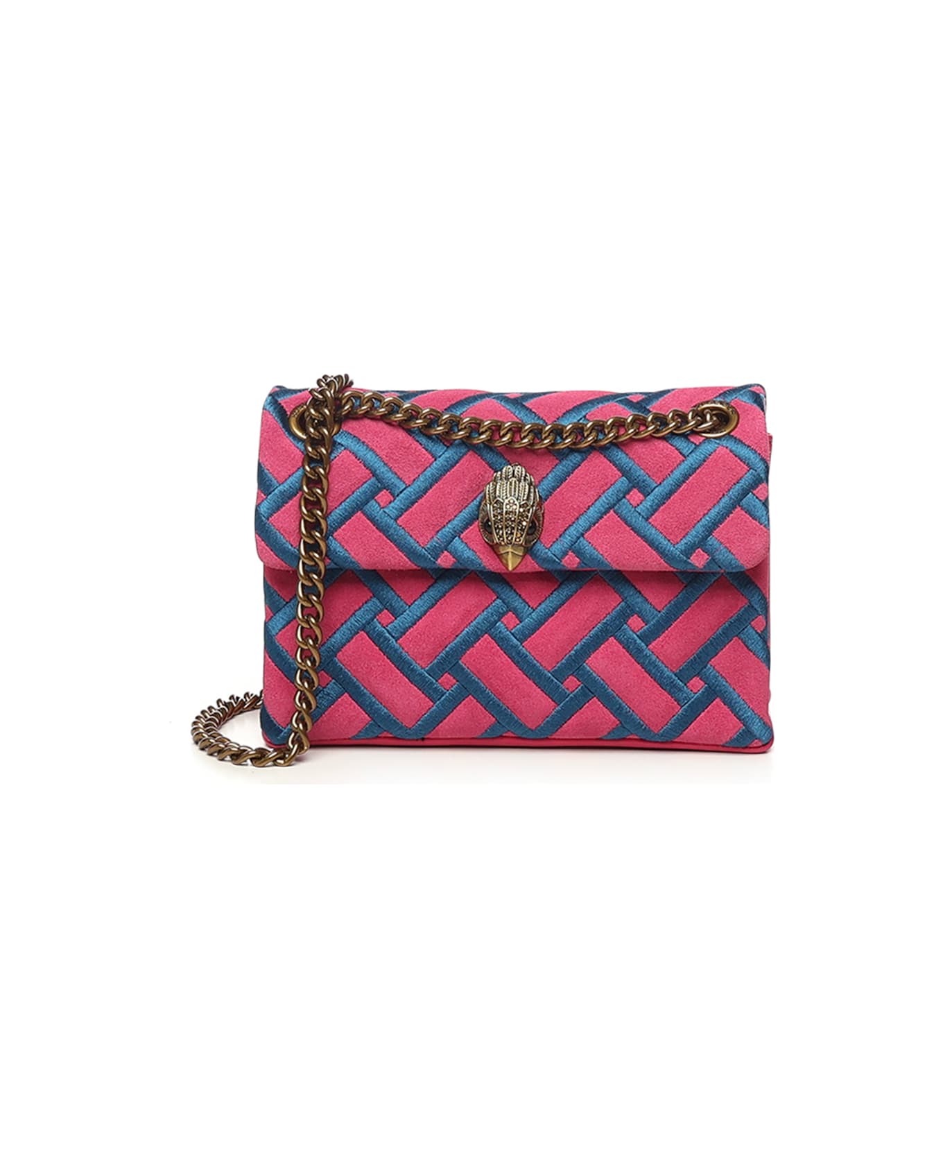 Kurt Geiger Kensington Leather And Suede Bag - PINK/light blue