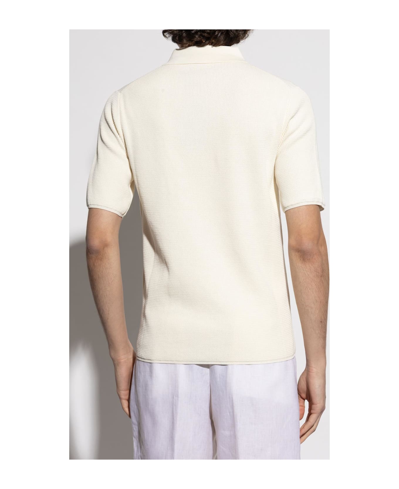 Dolce 
Gabbana Ribbed Polo Shirt - Bianco naturale