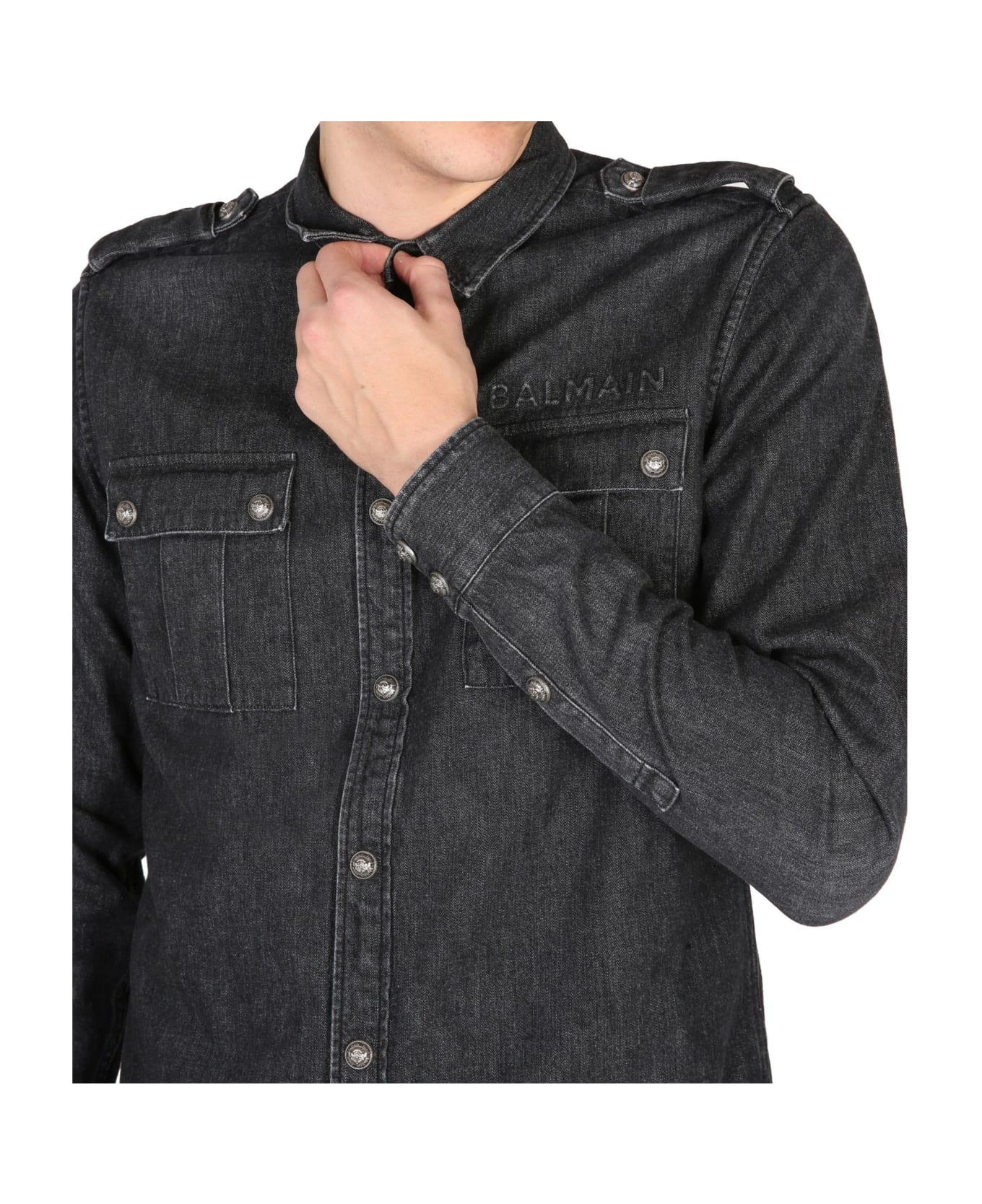 Balmain Cotton Denim Shirt - Black シャツ