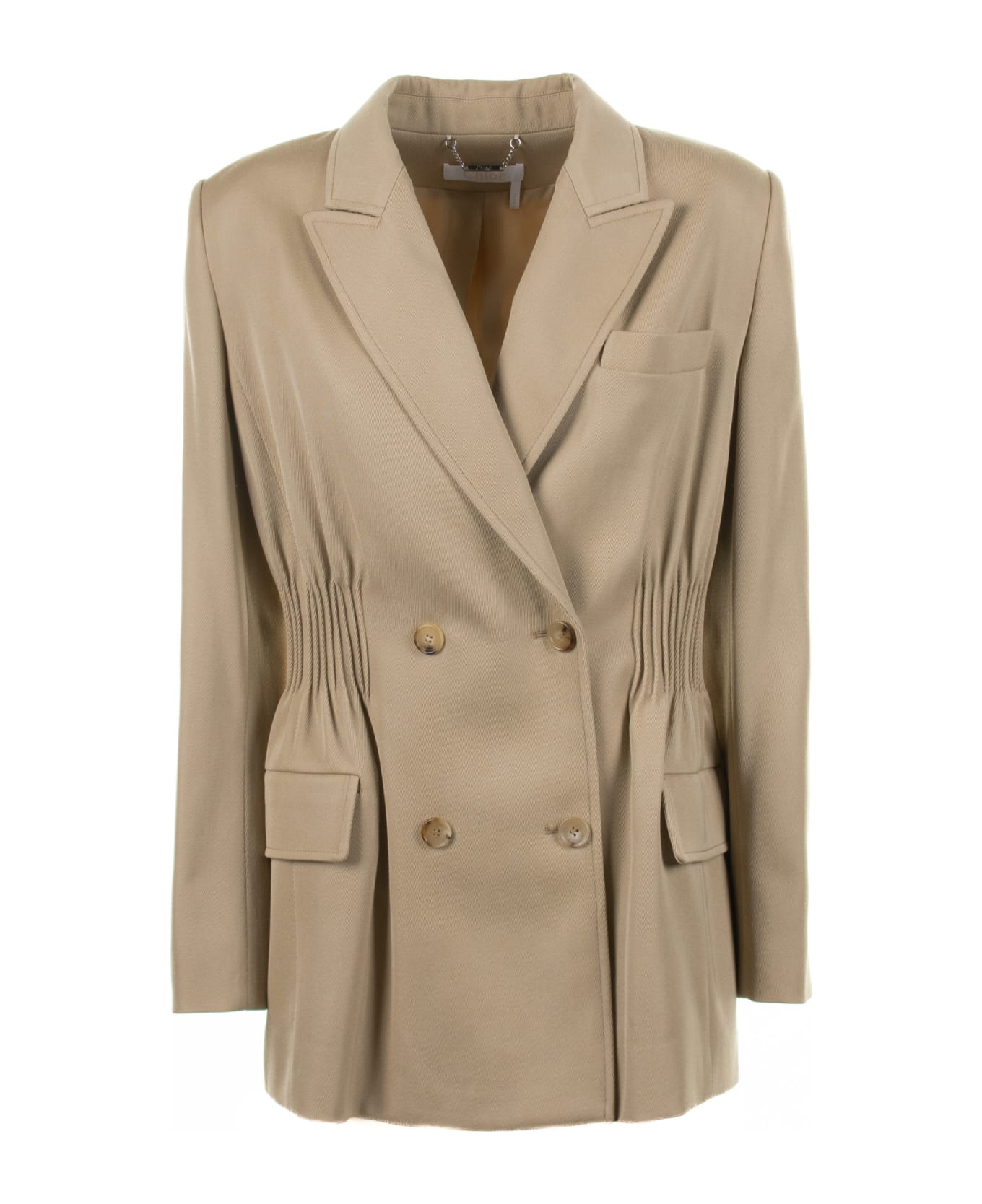 Chloé Double-breasted Jacket In Soft Wool - Beige
