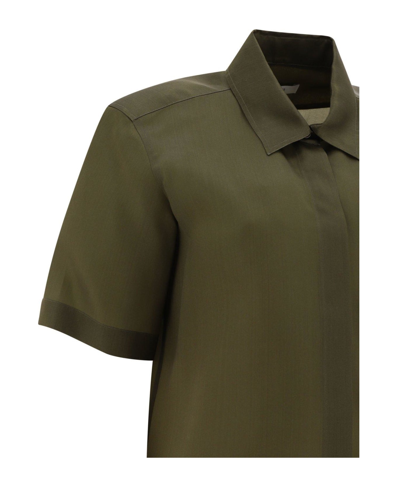 Max Mara Buttoned Short-sleeved Shirt - Verde kaki シャツ