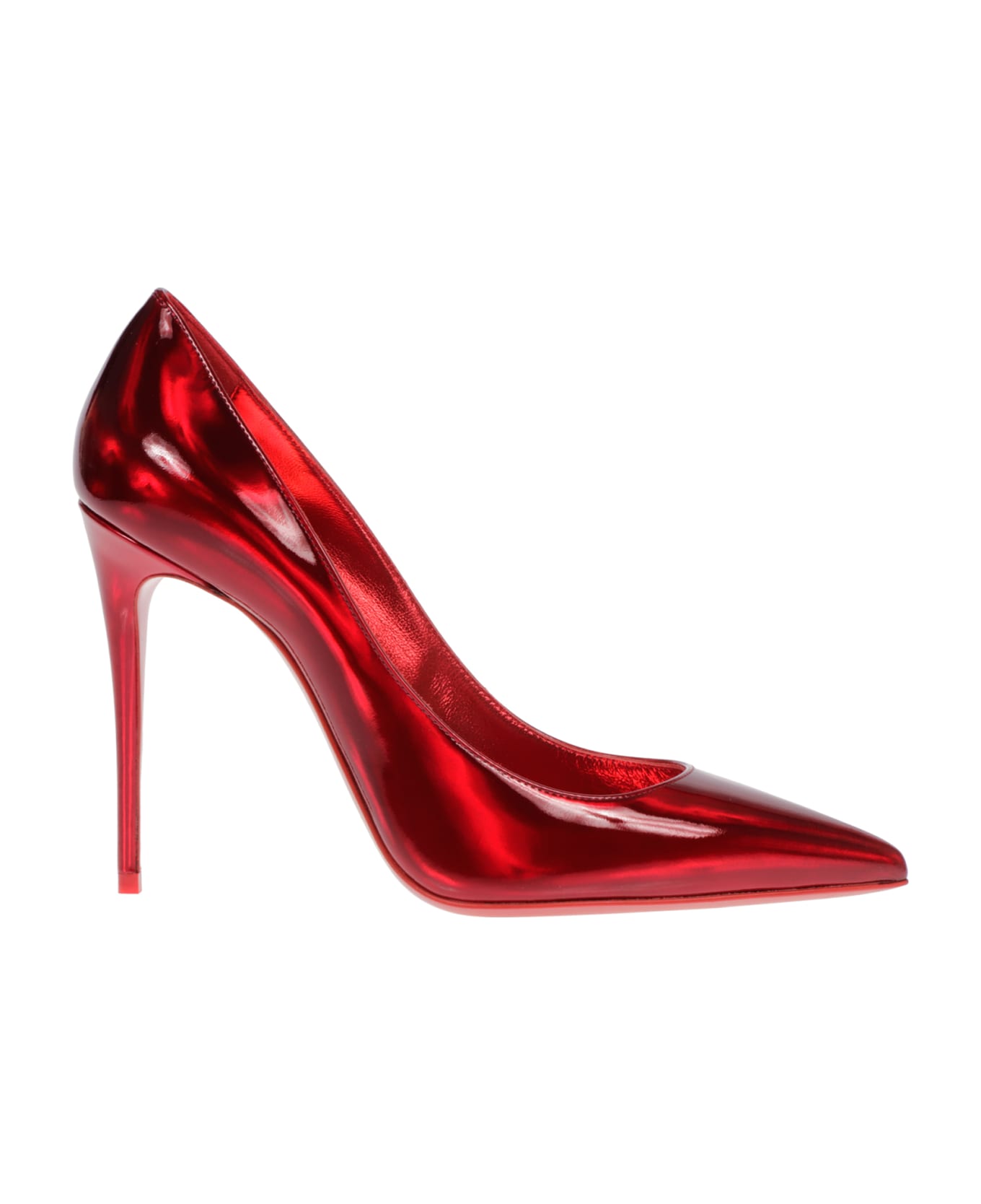 Christian Louboutin Red Metal Patent Kate 100 Pumps - Red