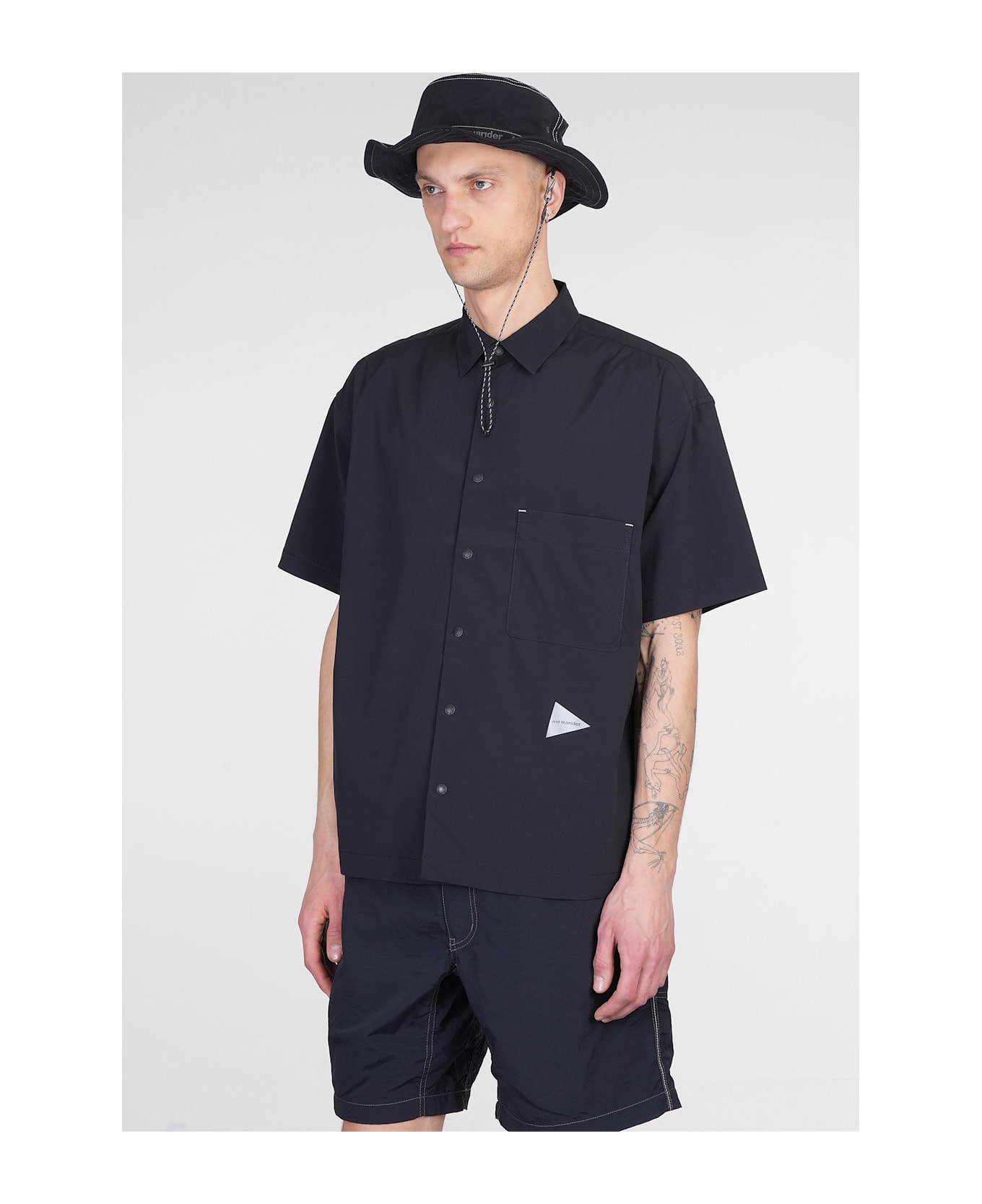 And Wander Shirt In Black Polyester - black