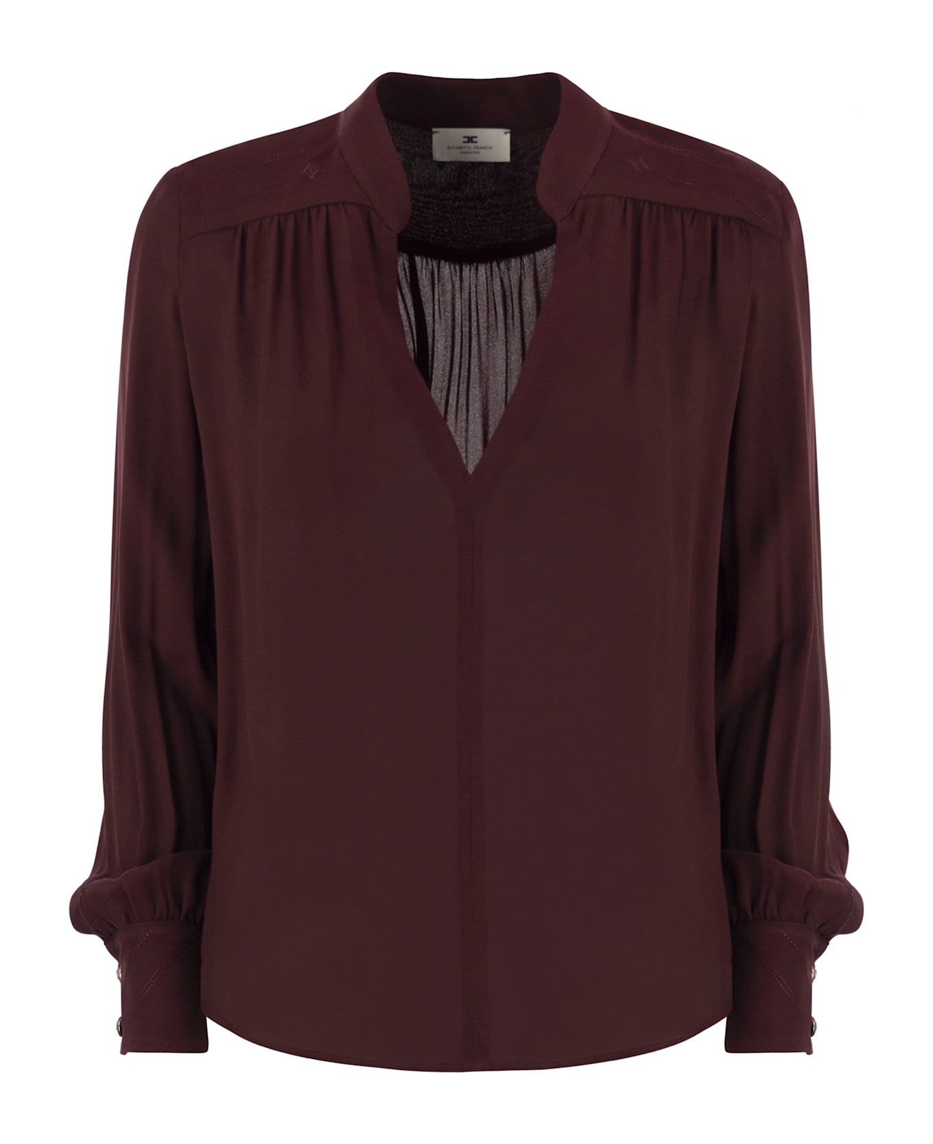 Elisabetta Franchi Georgette Blouse With Striped Pattern - Black