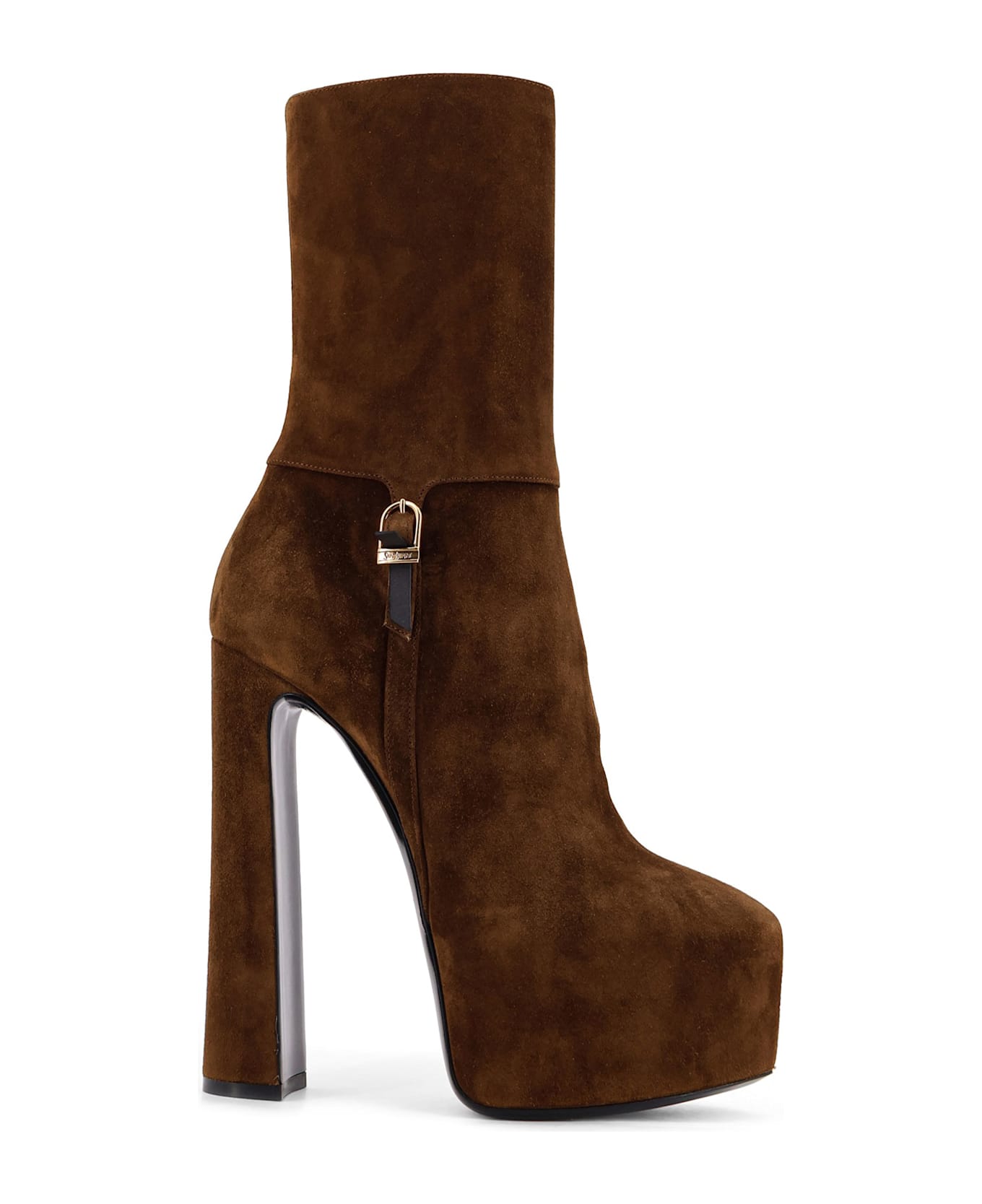 Saint Laurent Nico Suede Plateau Ankle Boots - LAND