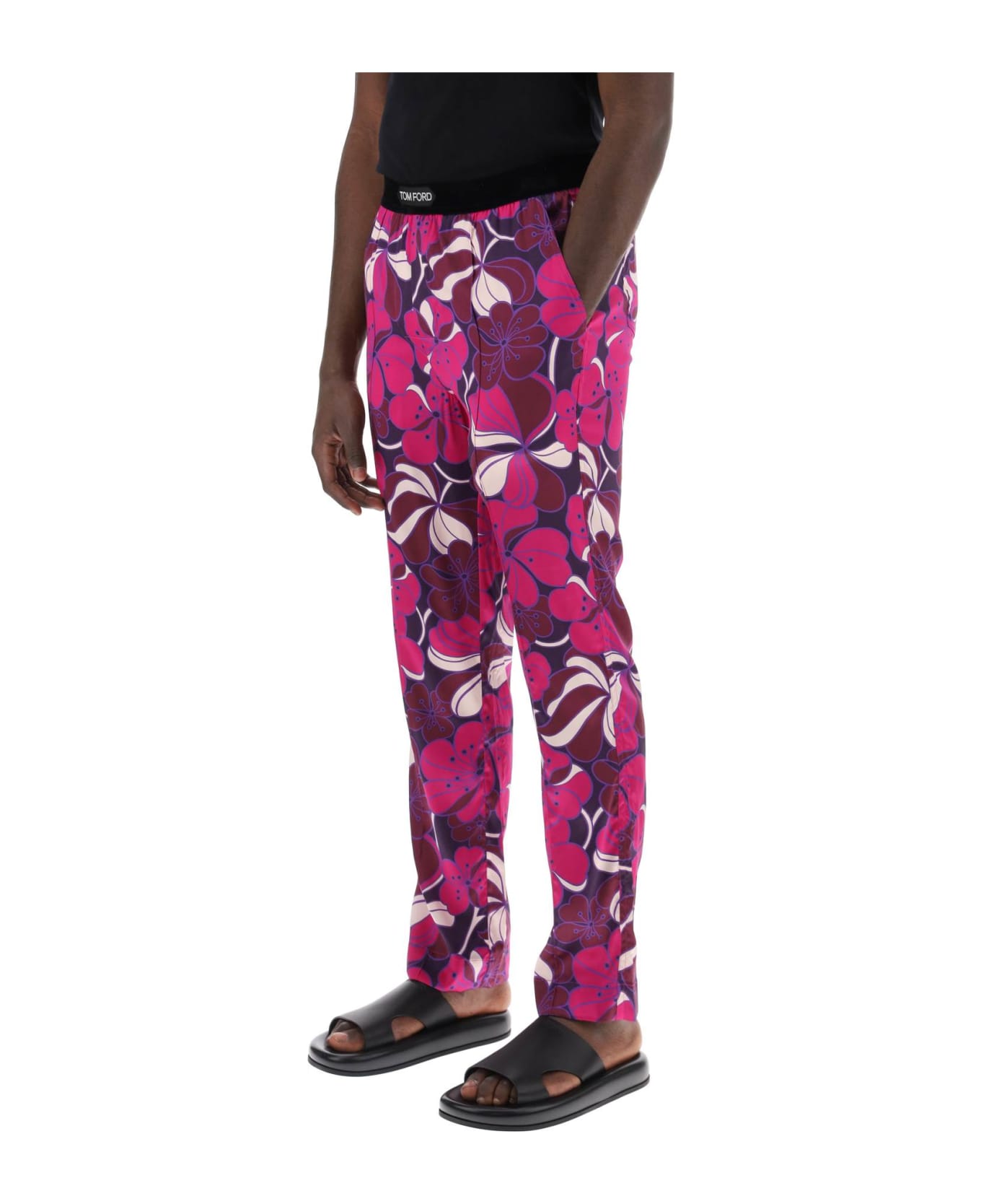 Tom Ford Pajama Pants In Floral Silk - ROSA BRILLANTE FANTASIA (Purple)