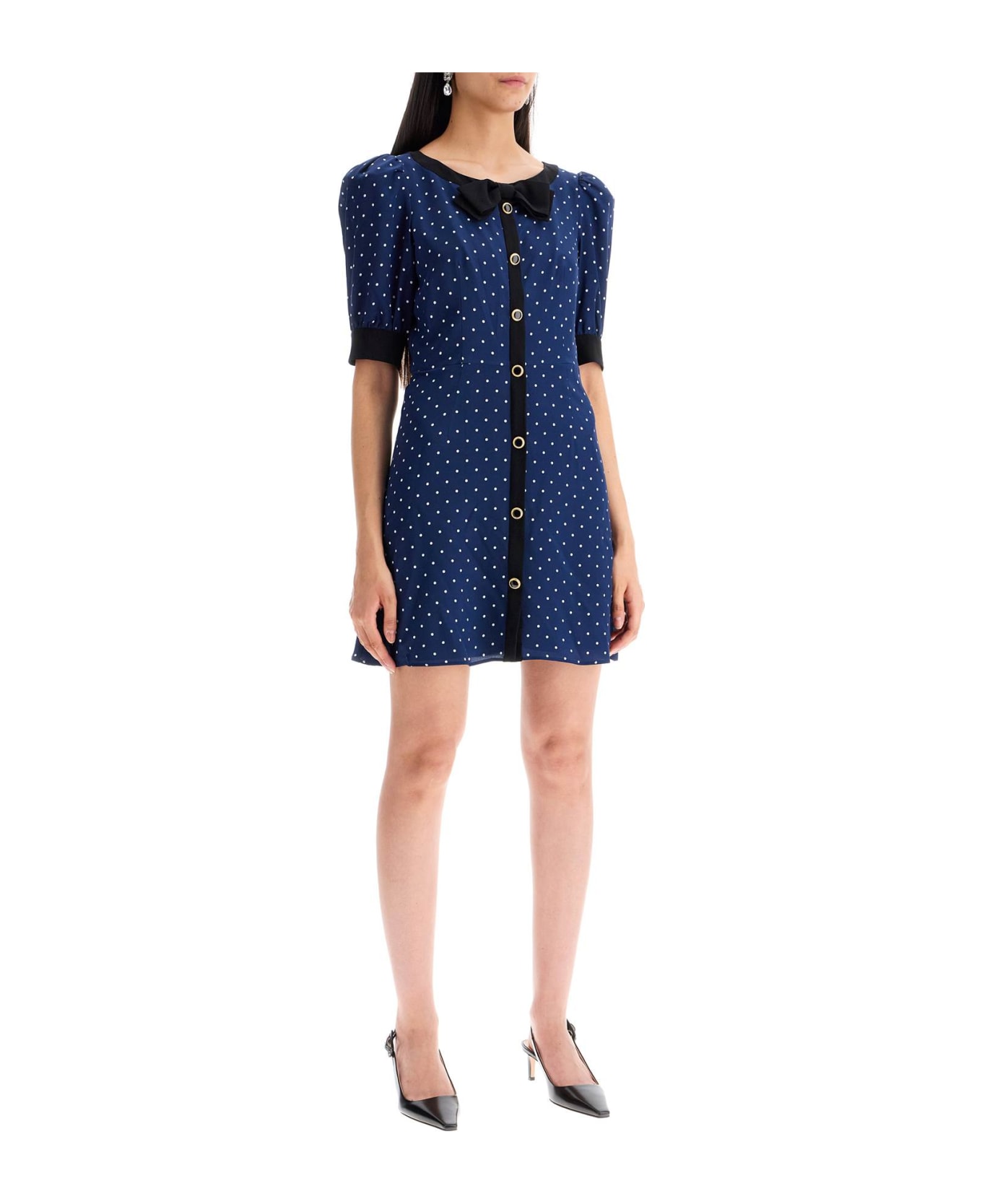 Alessandra Rich 'silk Polka Dot Mini Dress - NAVY BLUE-WHITE (Blue) ワンピース＆ドレス