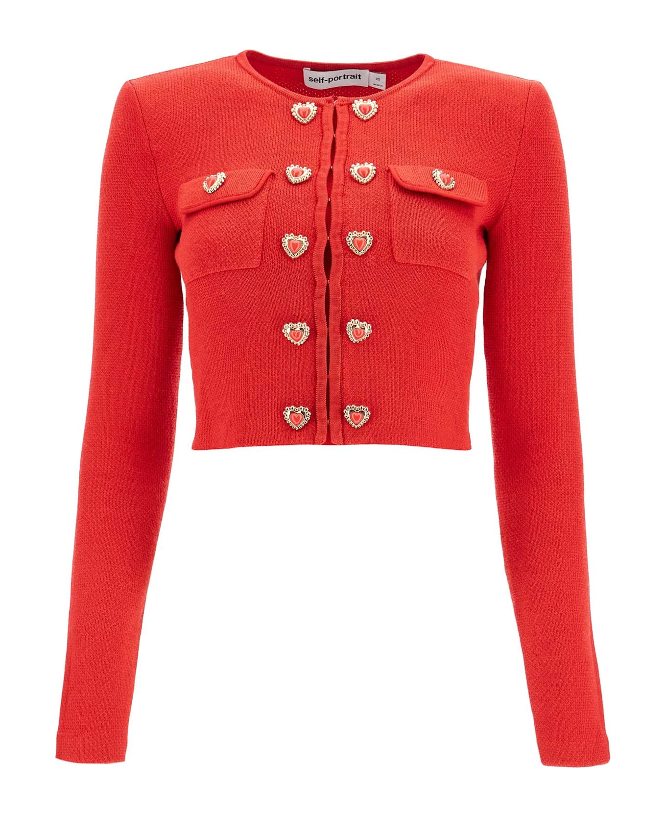 self-portrait Knit Cardigan - red