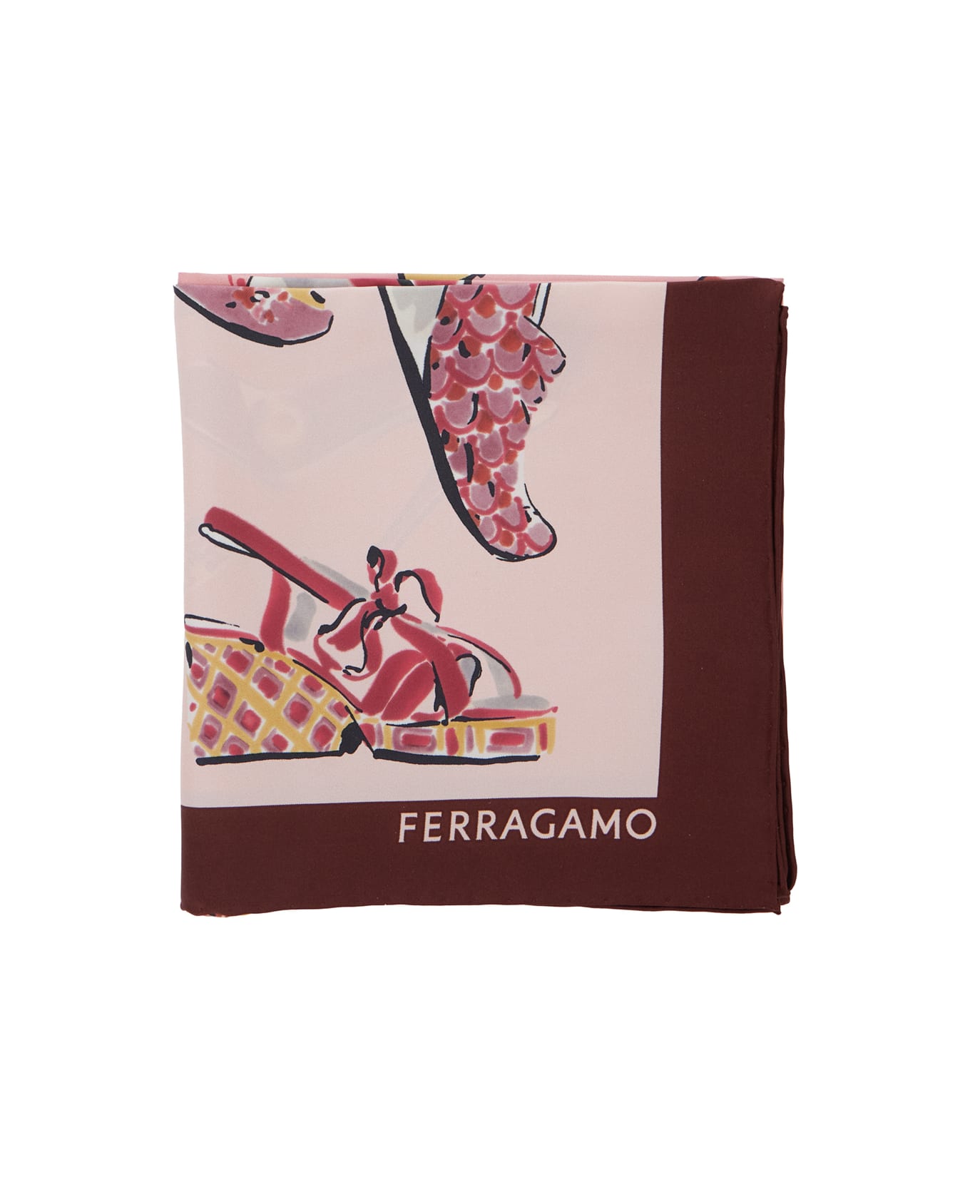 Ferragamo Multicolor Scarf With All-over Print And Logo Lettering In Silk Woman - Multicolor