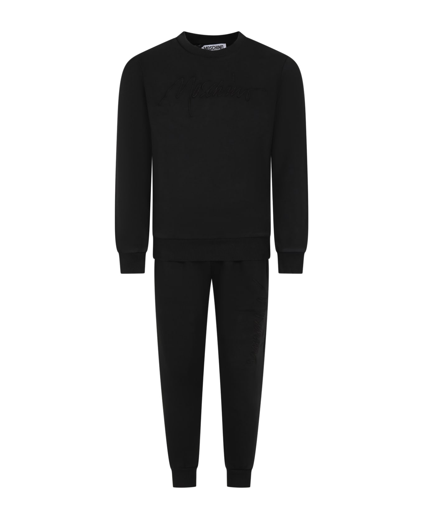 Moschino Black Tracksuit For Kids With Smiley - Black