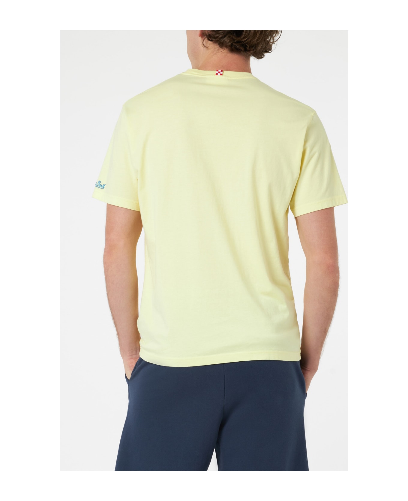 MC2 Saint Barth Man Cotton T-shirt With More Shots Less Squats Placed Print - YELLOW