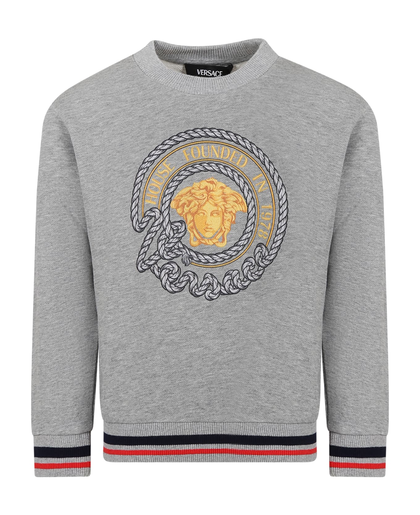 Versace Gray Sweatshirt For Boy With Medusa - Grey