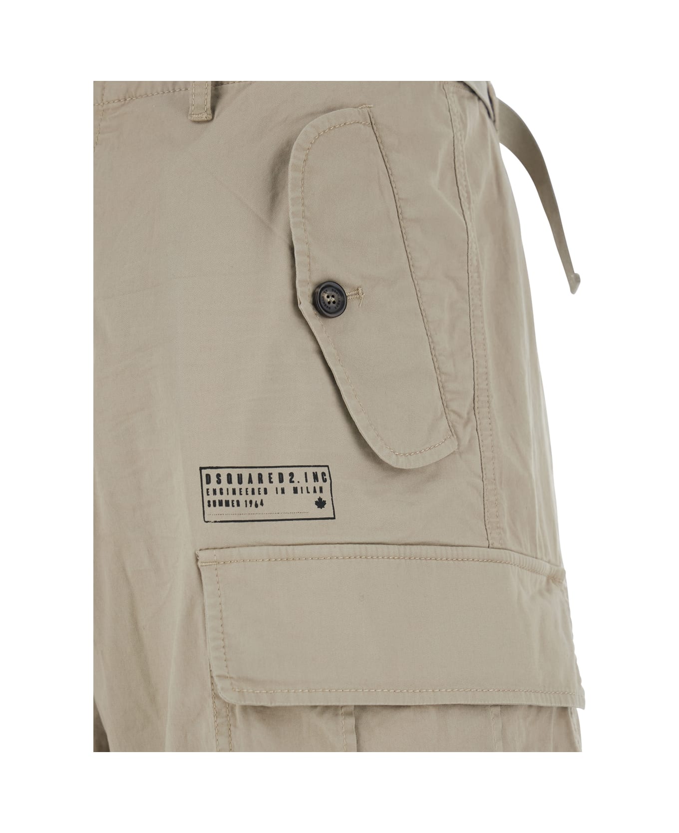 Dsquared2 Grey Shorts With Wide Leg And Four Flap Pockets With Buttons In Cotton Stretch Man - Grey