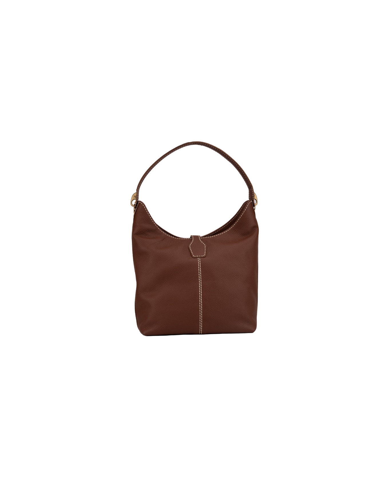 Fay Hobo Bag In Leather - Marrone scuro