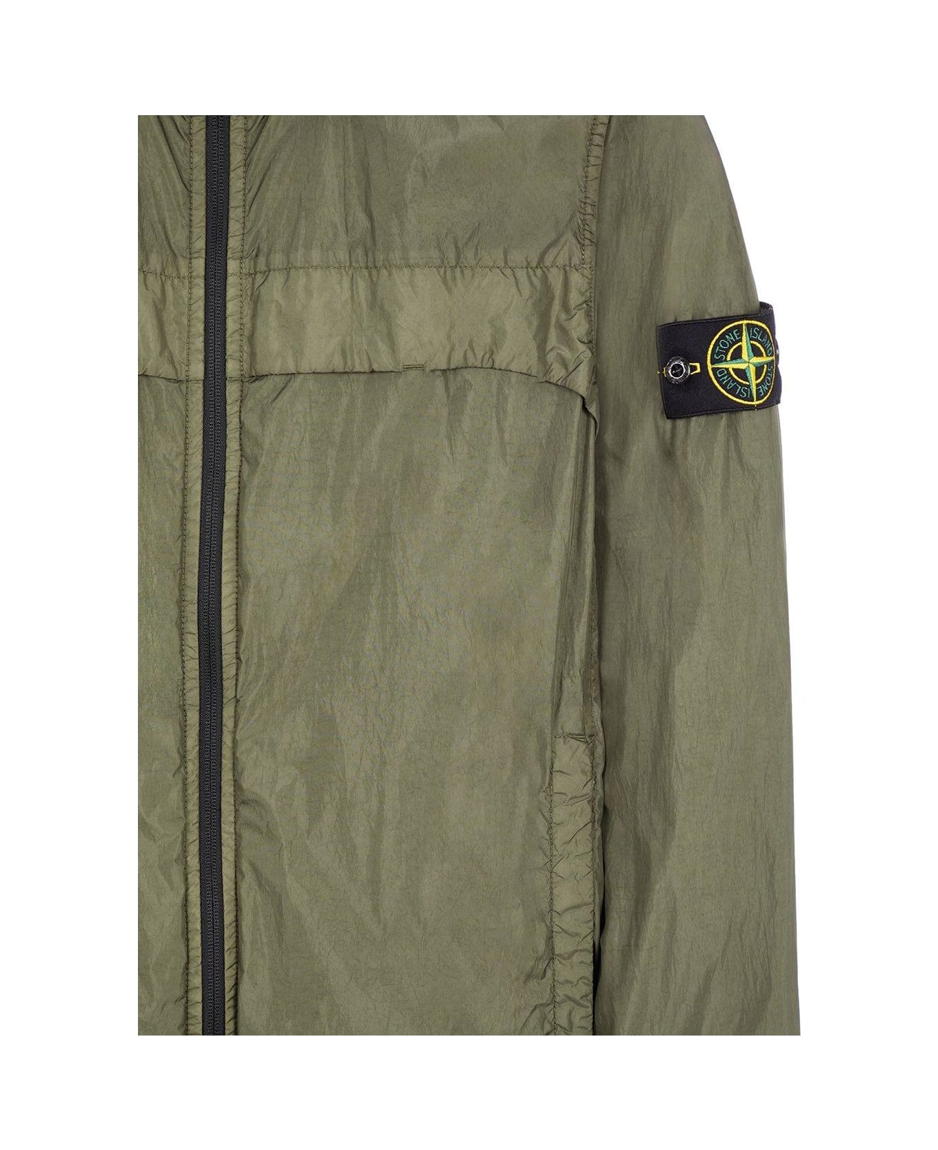 Stone Island Crinkle Reps Zipped Shirt Jacket - Verde ジャケット