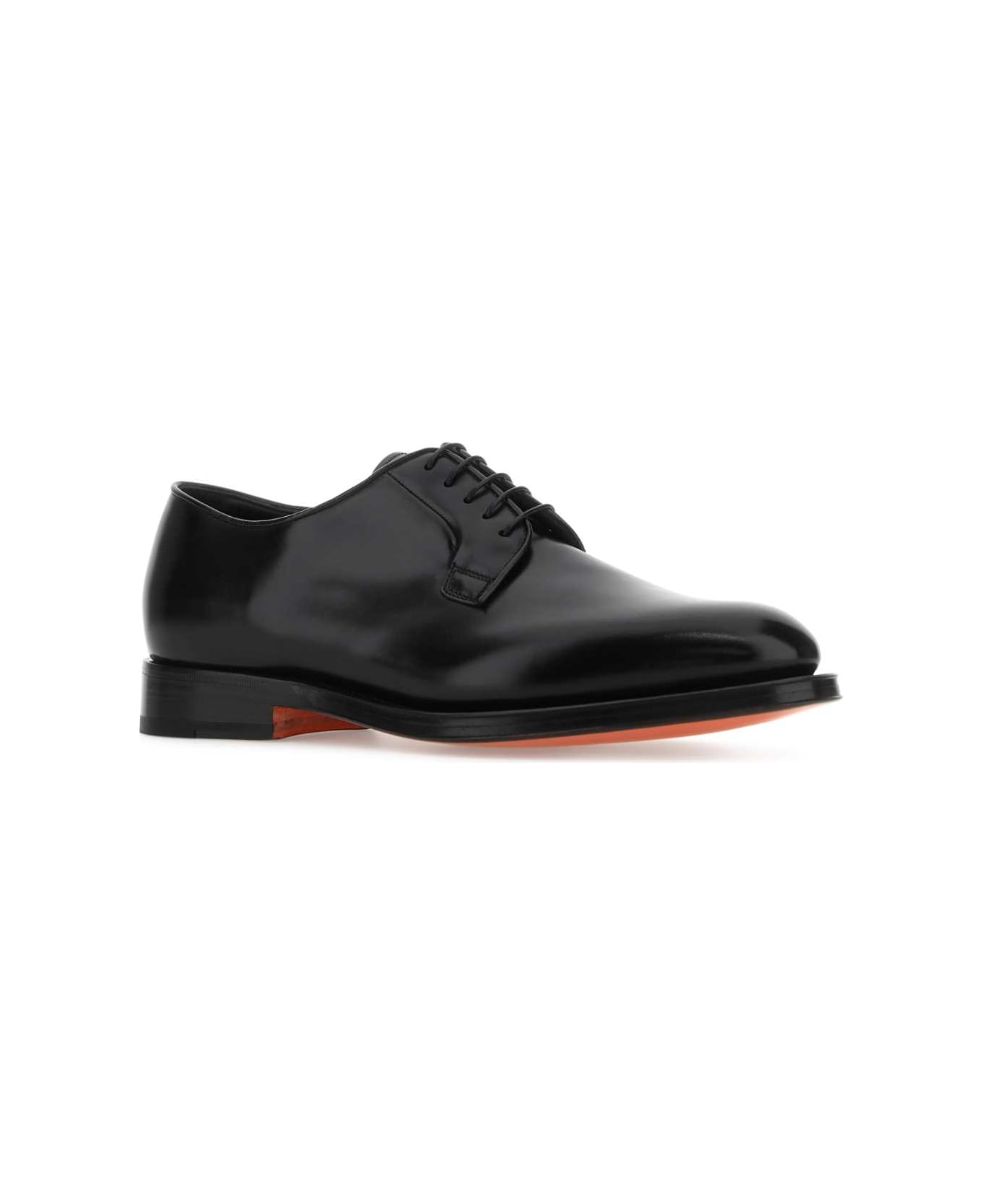 Santoni Black Leather Lace-up Shoes - N01