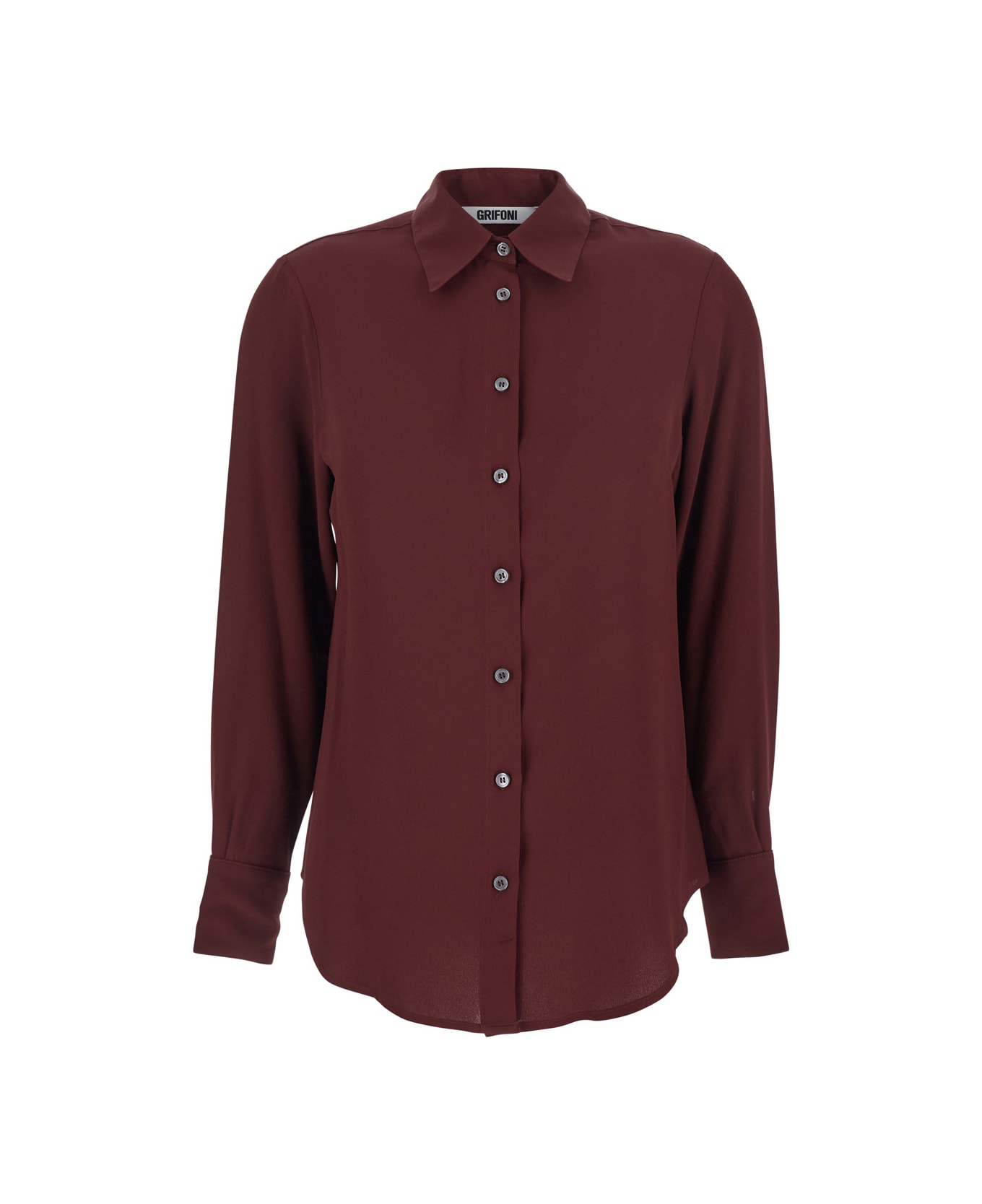 Mauro Grifoni Bordeaux Shirt With Classic Collar And Buttoned Cuffs In Cotton Blend Woman - Bordeaux