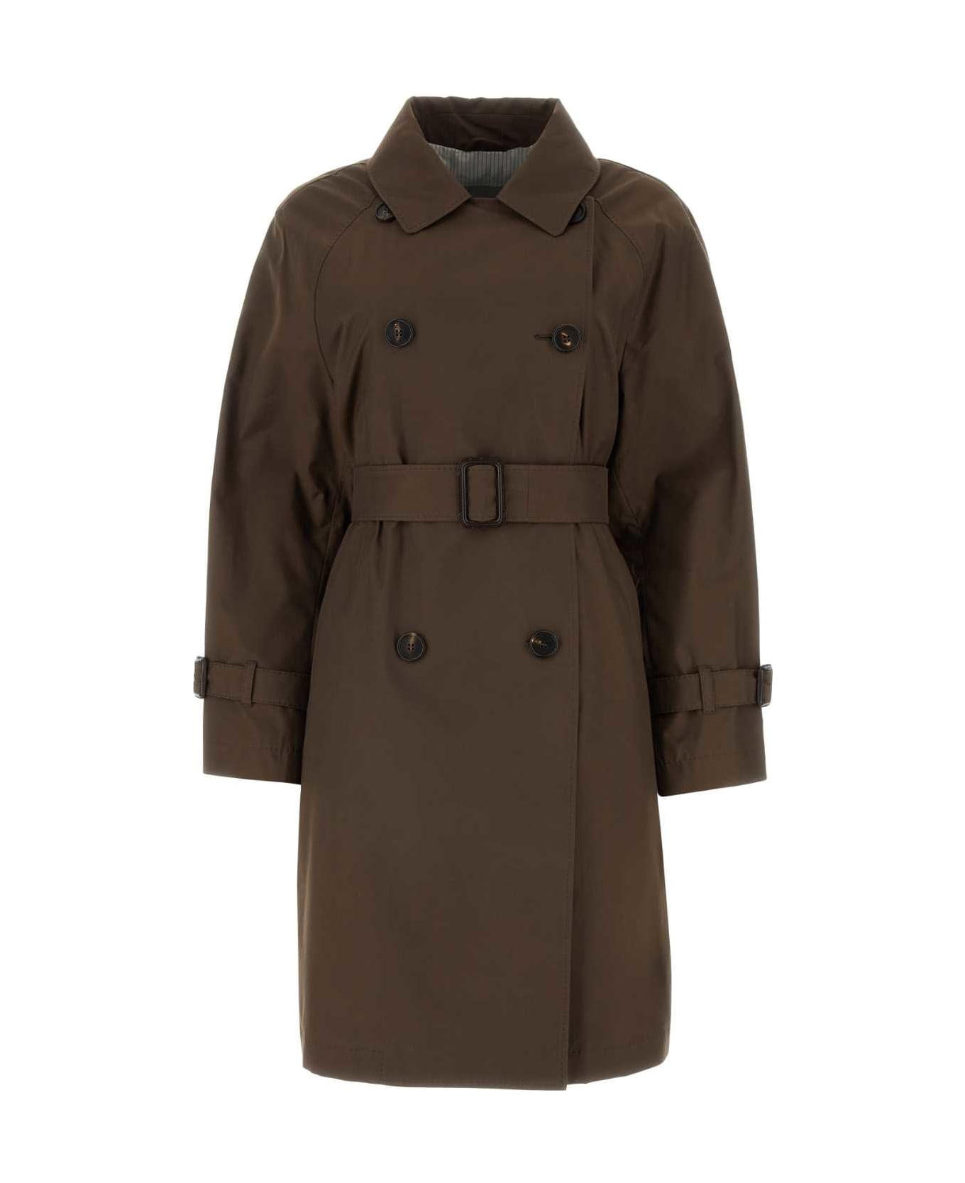 Max Mara The Cube Chocolate Twill Titrench Trench - CUOIO