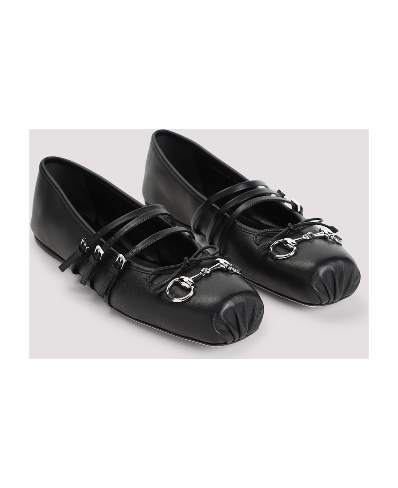 Gucci Black Leather Ballerinas - Black