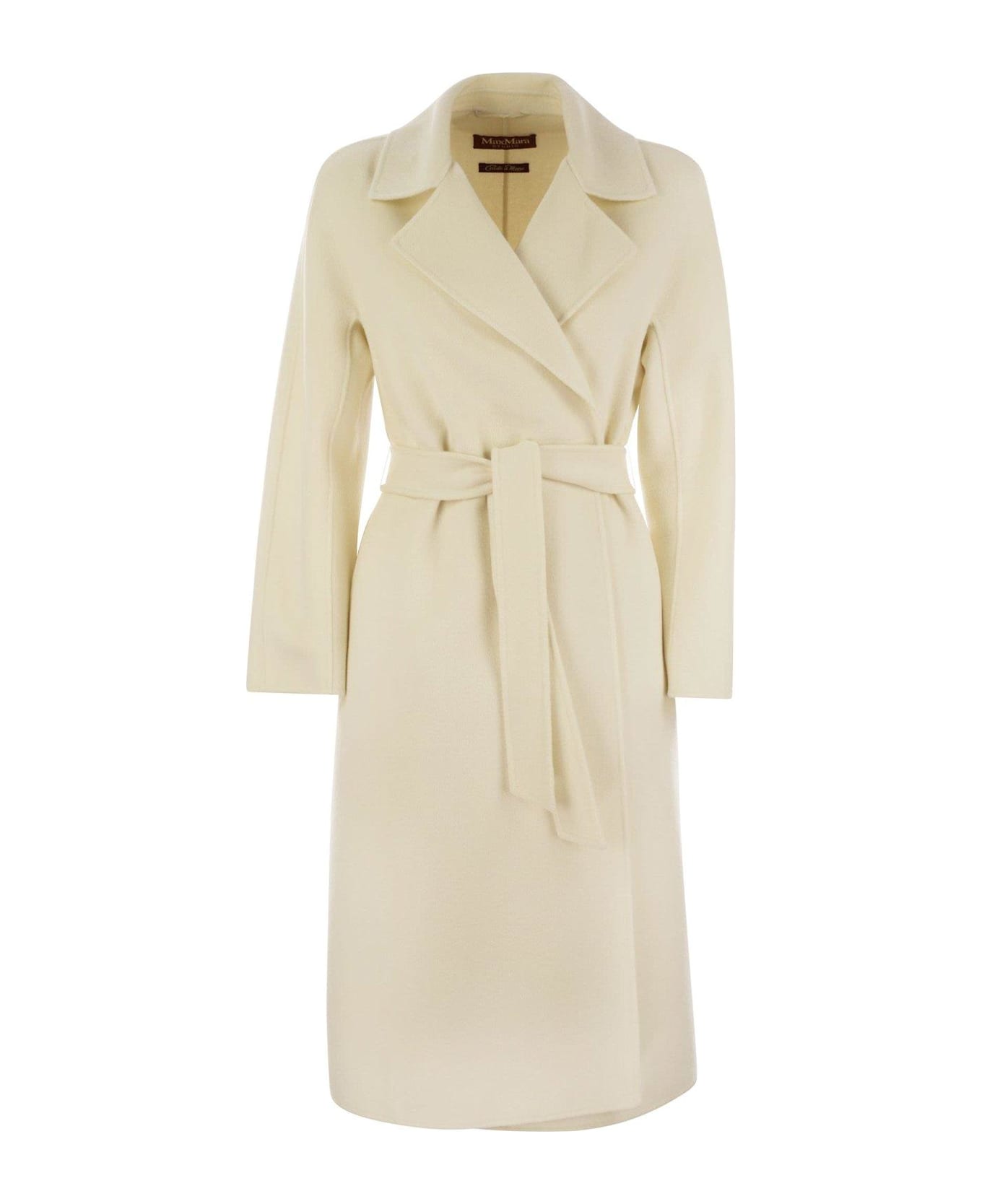 Max Mara Studio Cles Belted Long-sleeved Coat - White