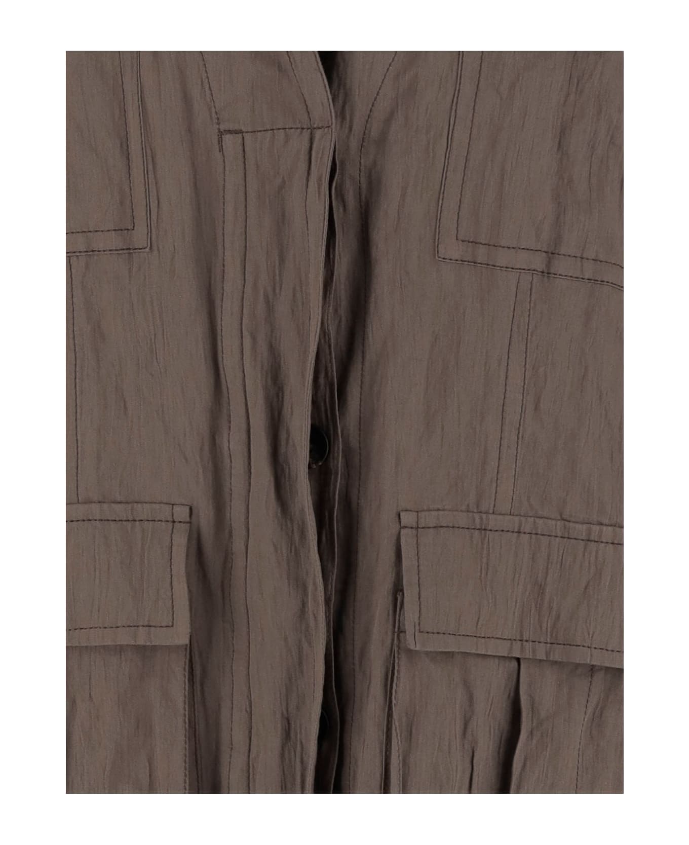 Ferragamo Cotton Ruched Effect Jacket - Brown